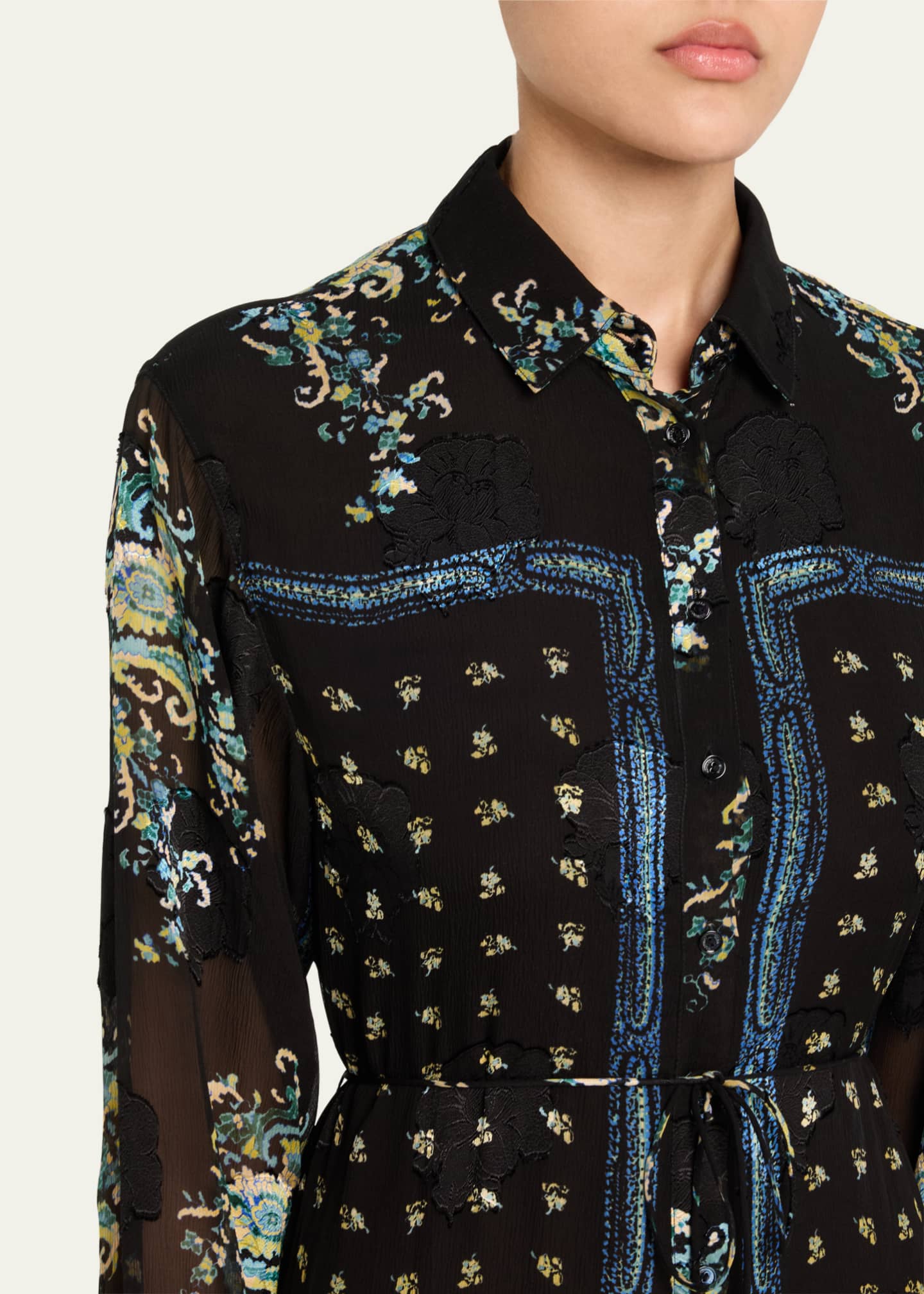 Ulla Johnson Emilie Drop-Waist Long-Sleeve Midi Shirt Dress Image 5 of 5