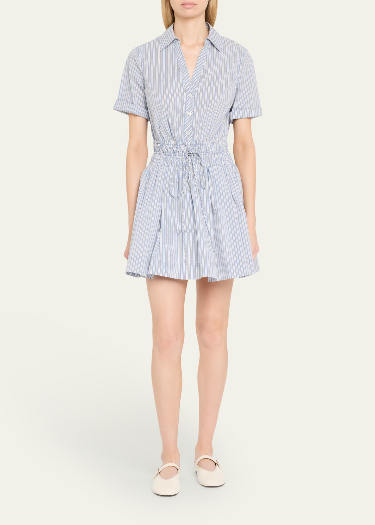 Veronica Beard Susan Stripe Short-Sleeve Mini Dress Image 2 of 5