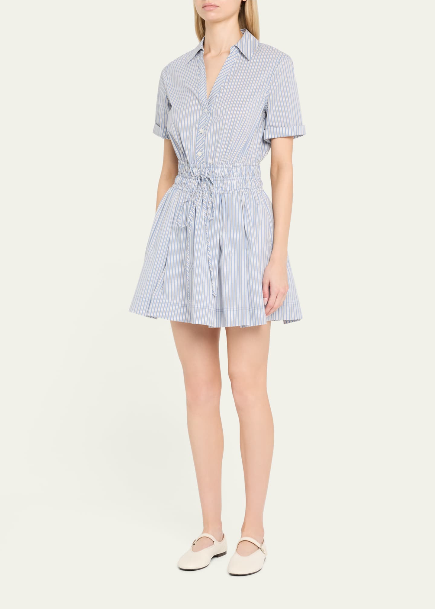 Veronica Beard Susan Stripe Short-Sleeve Mini Dress Image 4 of 5