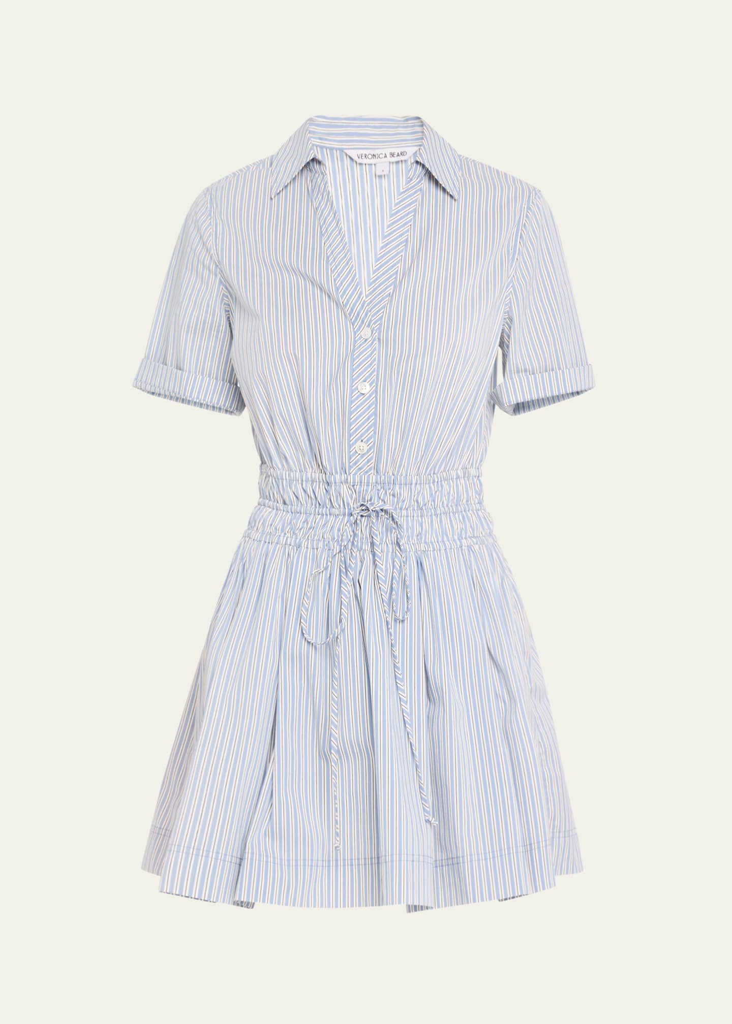 Veronica Beard Susan Stripe Short-Sleeve Mini Dress Image 1 of 5
