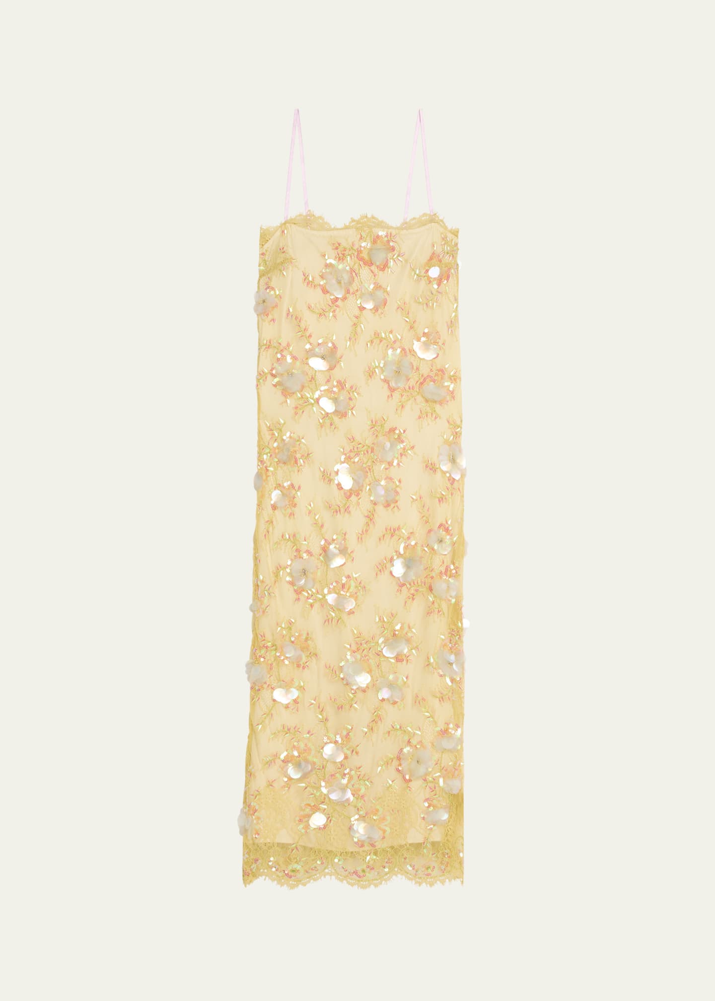 LoveShackFancy Emalia Sequined Lace-Trim Midi Dress Image 1 of 5