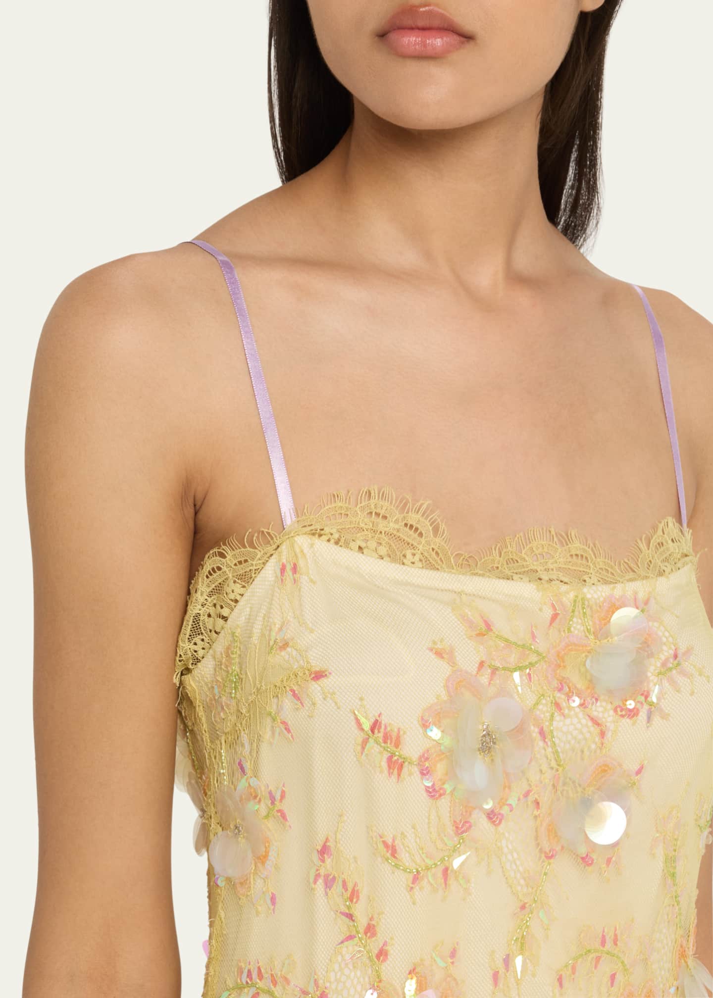 LoveShackFancy Emalia Sequined Lace-Trim Midi Dress Image 5 of 5