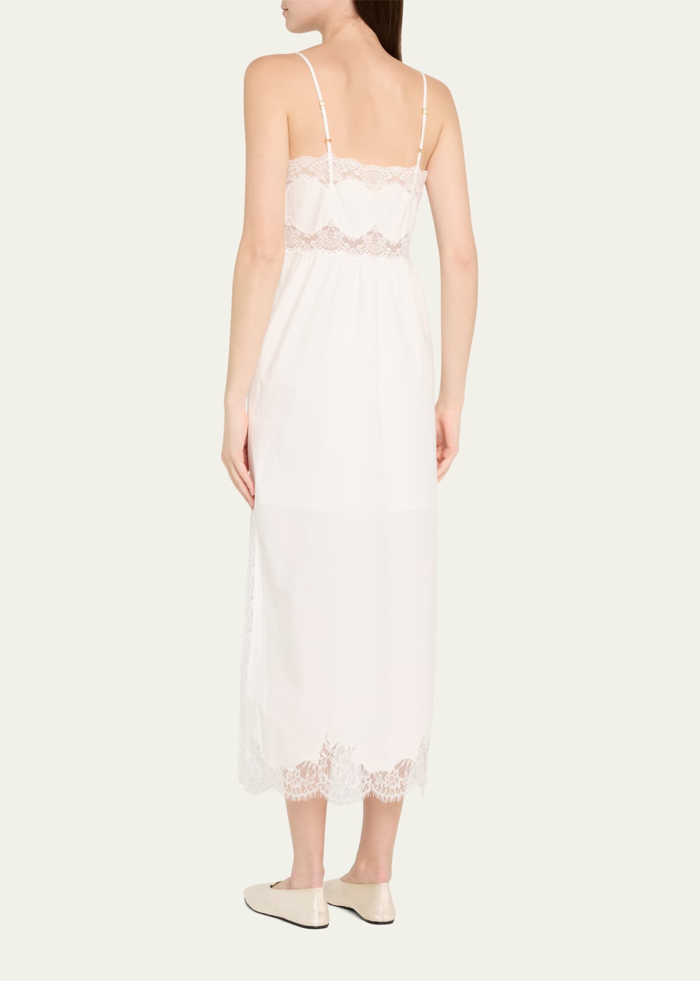 LoveShackFancy Vinca Lace-Trim Midi Dress Image 3 of 5