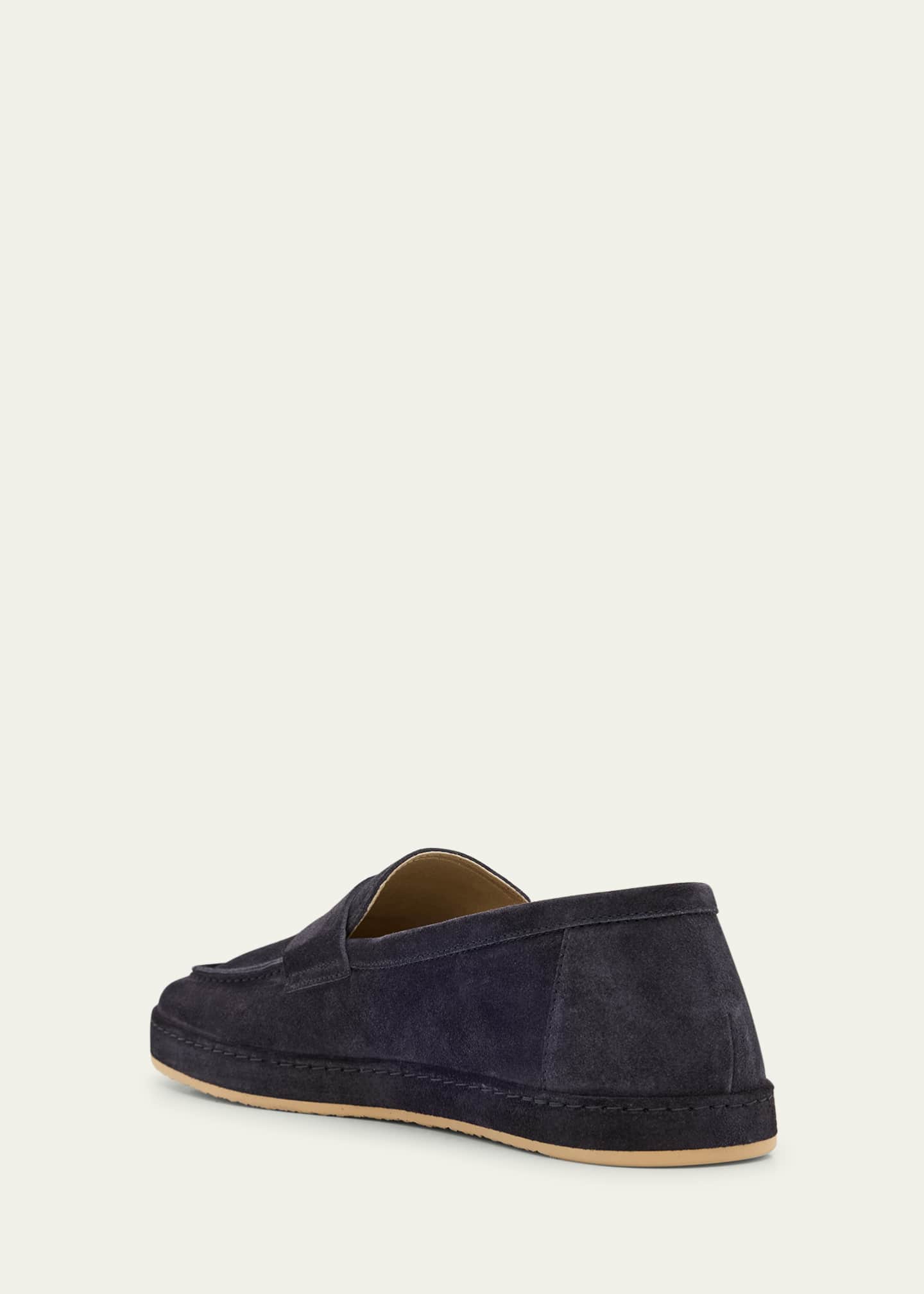Brunello Cucinelli Men's Suede Rubber-Sole Penny Loafers Image 4 of 6
