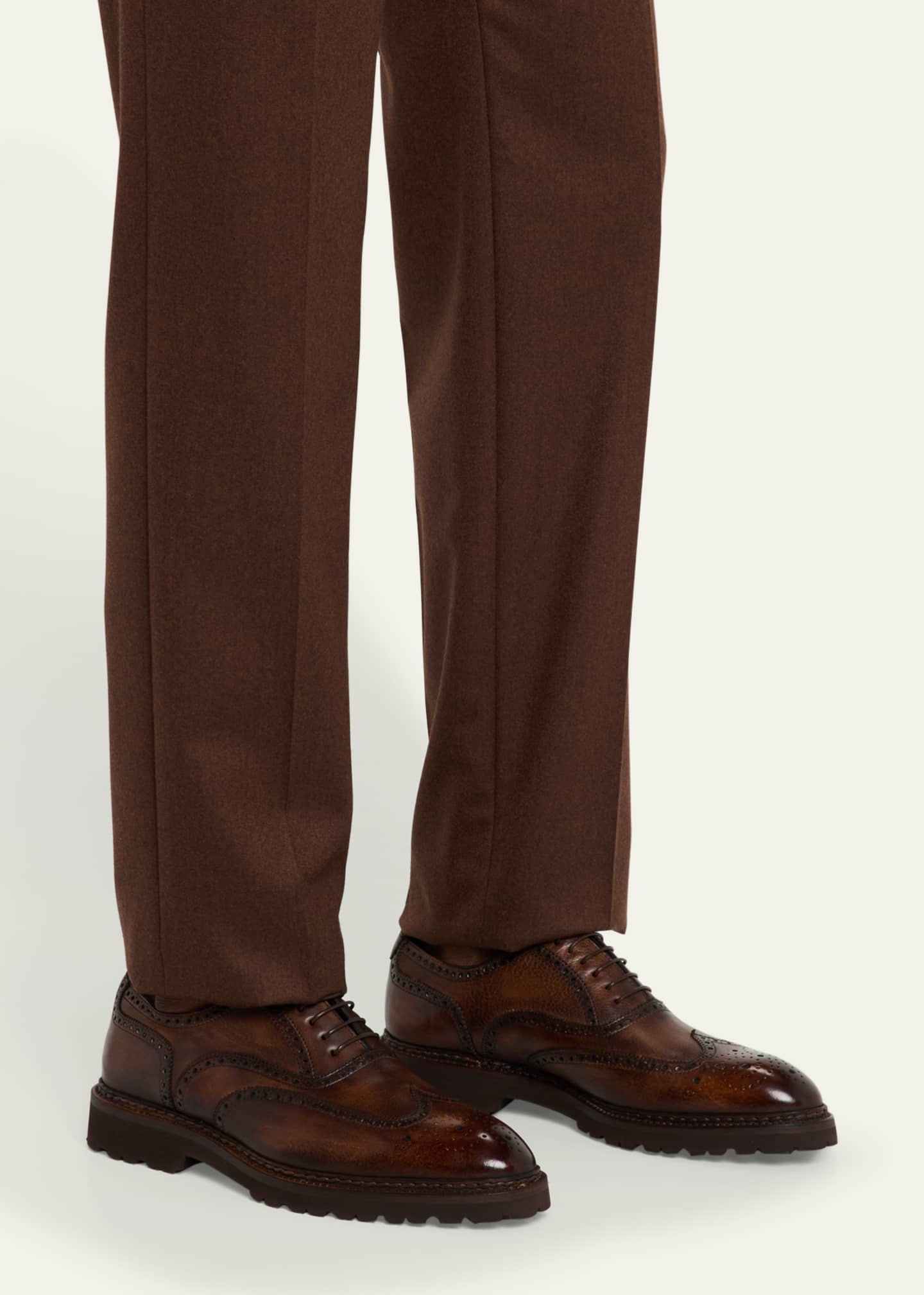 Bontoni Men's Libertino Leather Wingtip Derby Shoes Image 2 of 6