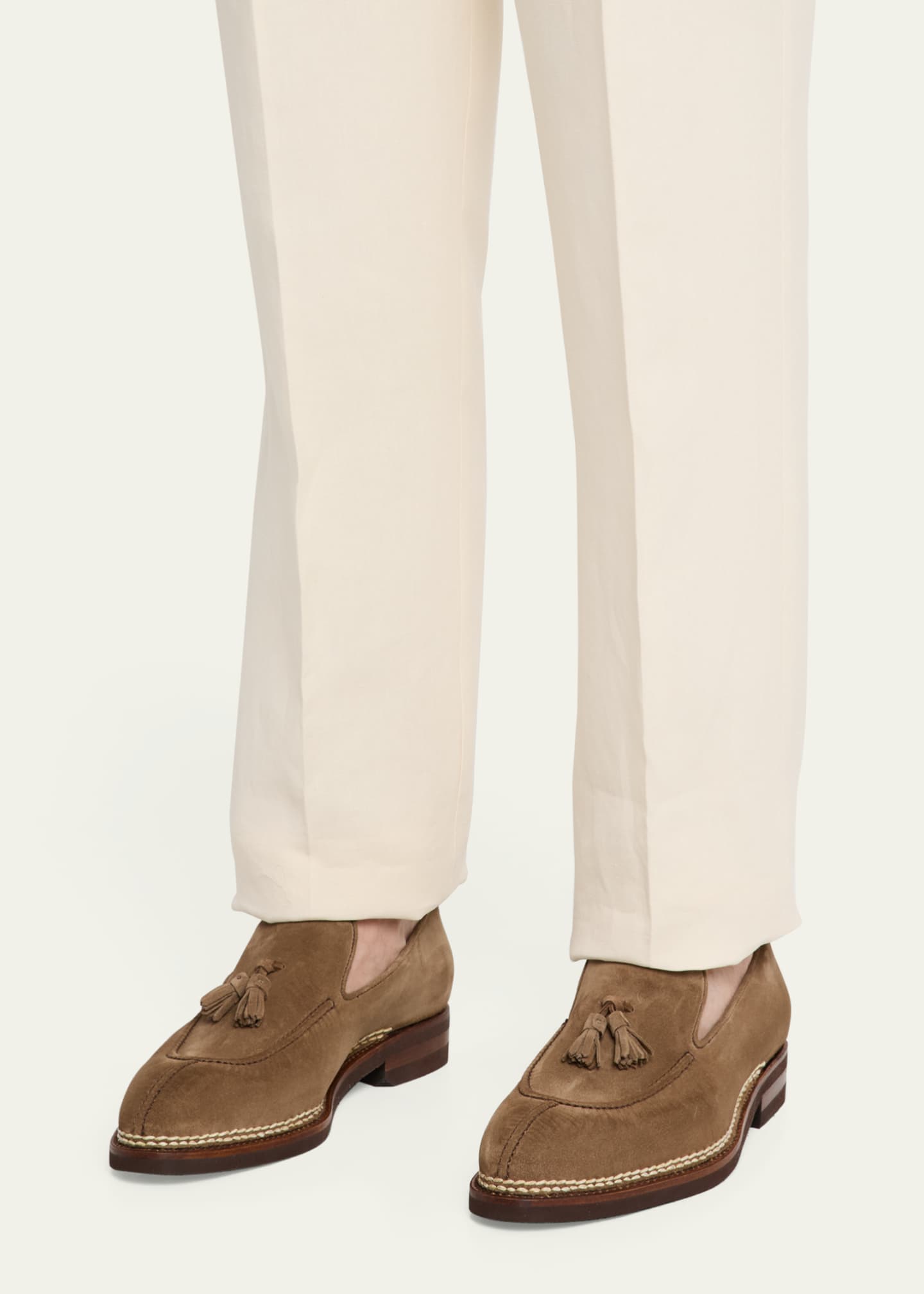 Bontoni Men's Magnifico Suede Rubber-Sole Tassel Loafers Image 2 of 6