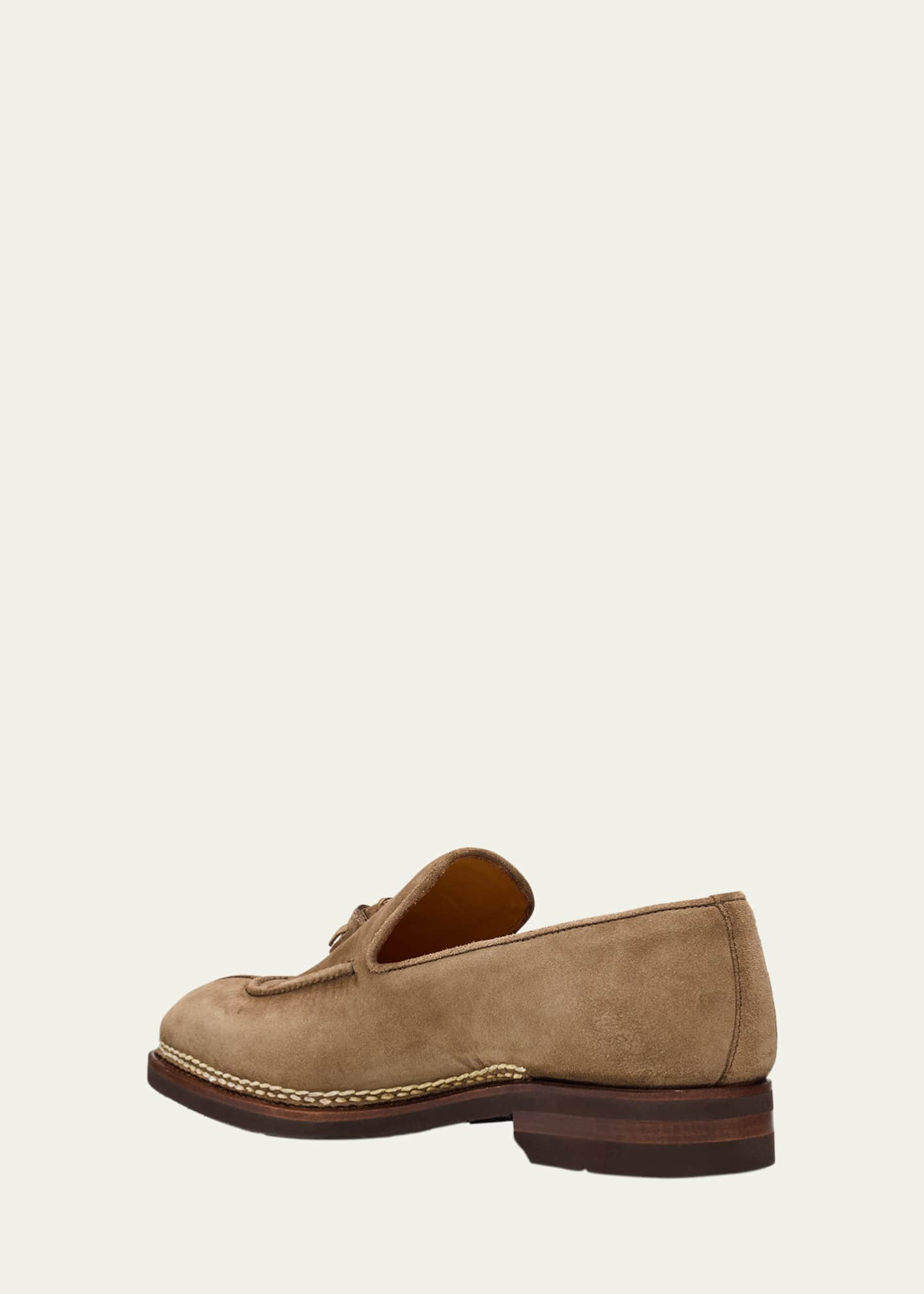 Bontoni Men's Magnifico Suede Rubber-Sole Tassel Loafers Image 4 of 6