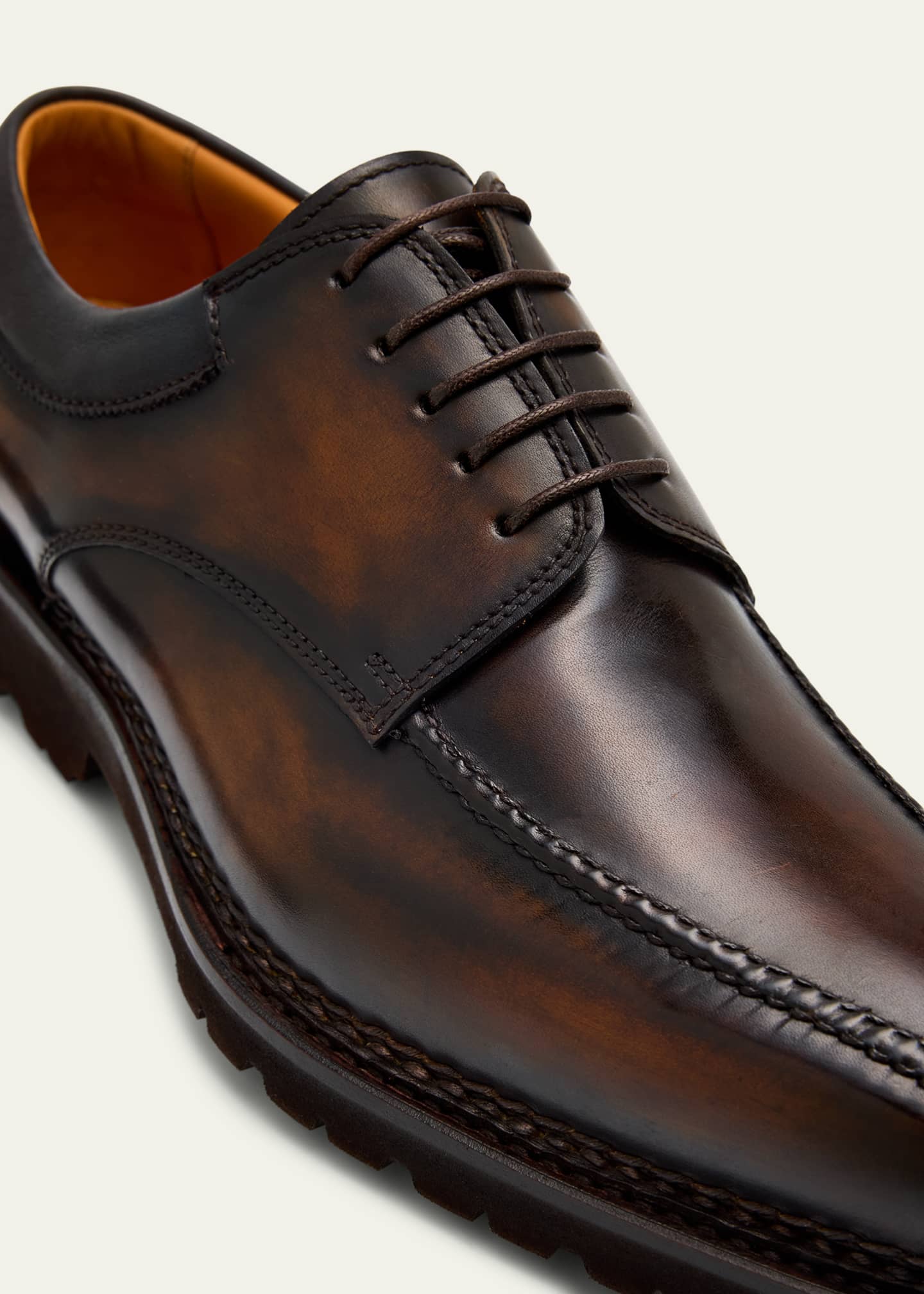 Bontoni Men's Eroico Leather Lug-Sole Derby Shoes Image 4 of 5