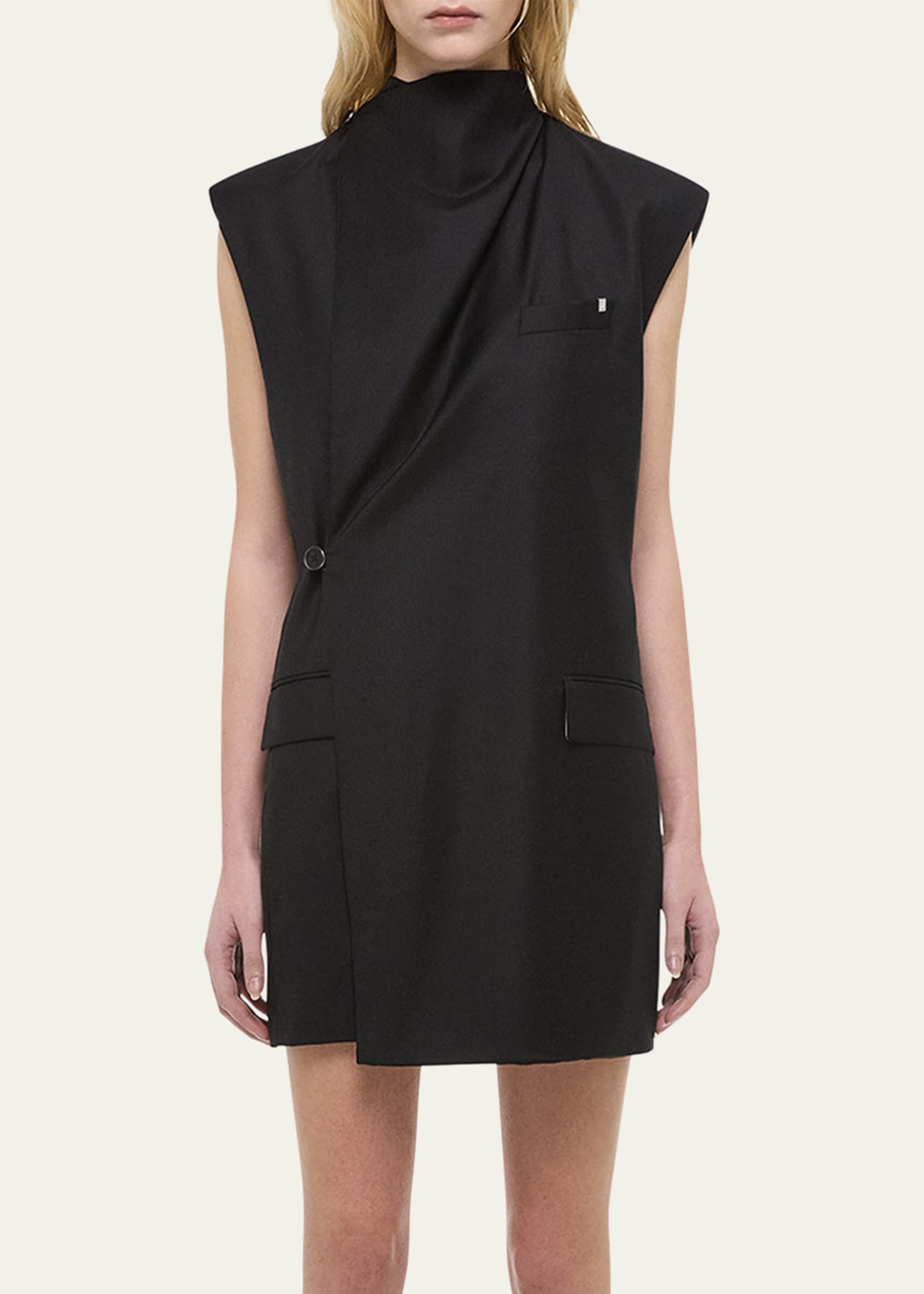 Sleeveless Cowl-Neck Blazer Dress - Thumbnail 2