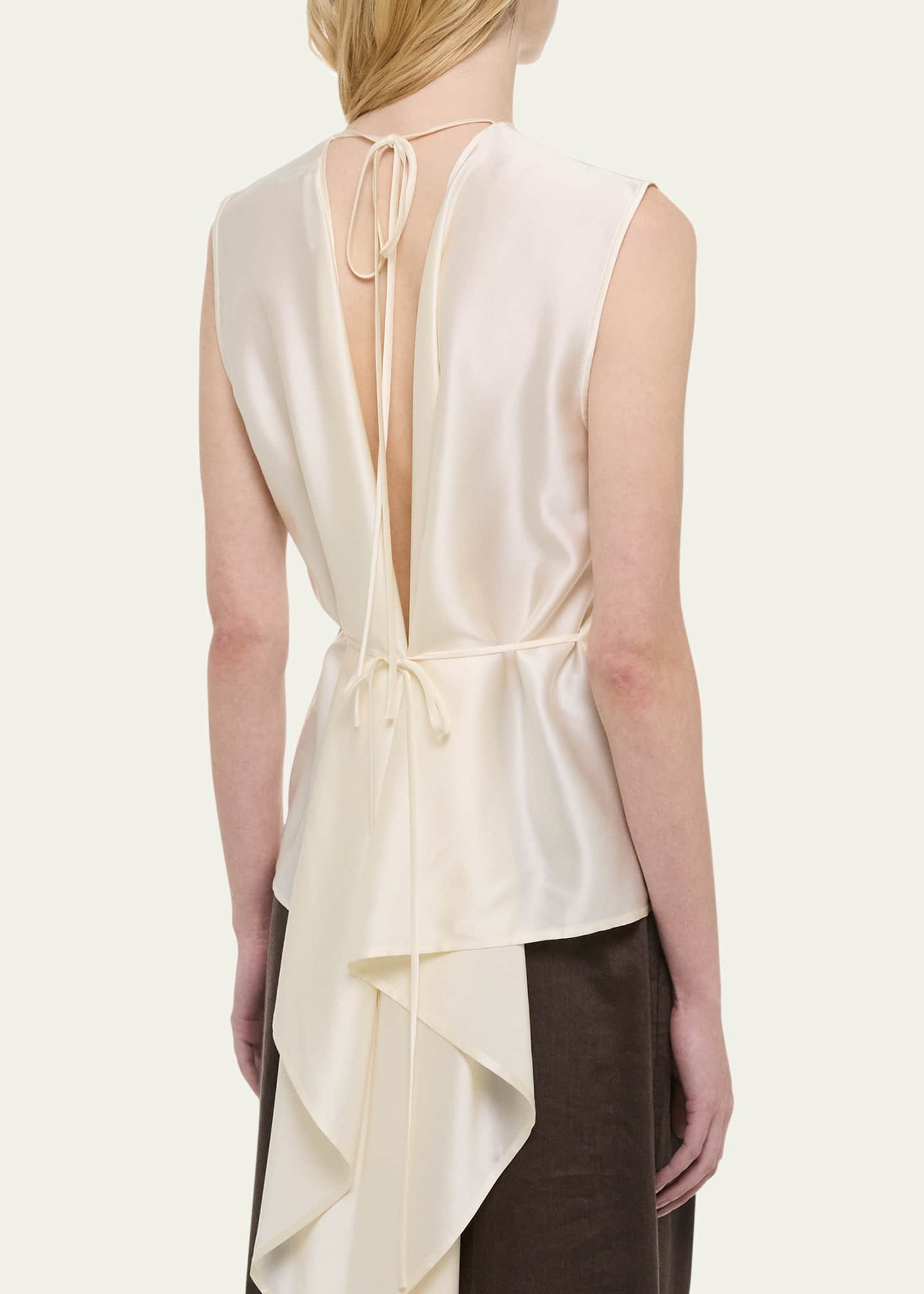 Helmut Lang Sleeveless Draped Silk Scarf Top - Bergdorf Goodman