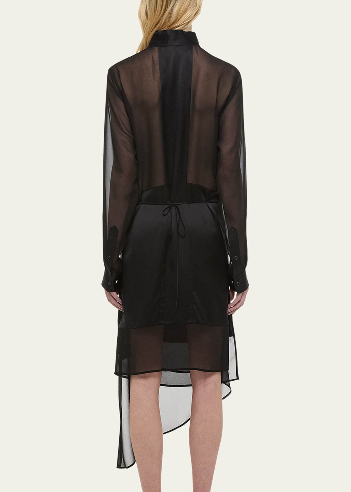 Draped Cowl-Neck Scarf Shirtdress