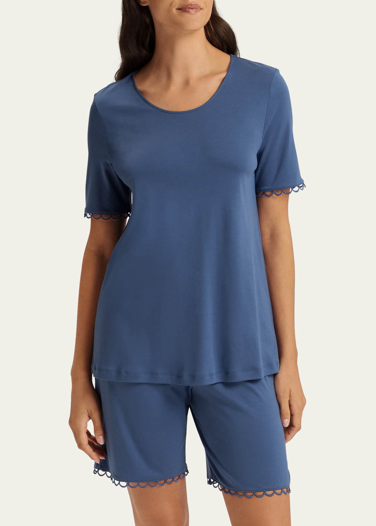 Hanro Anouk Lace-Trim Cotton Pajama Set Image 2 of 4