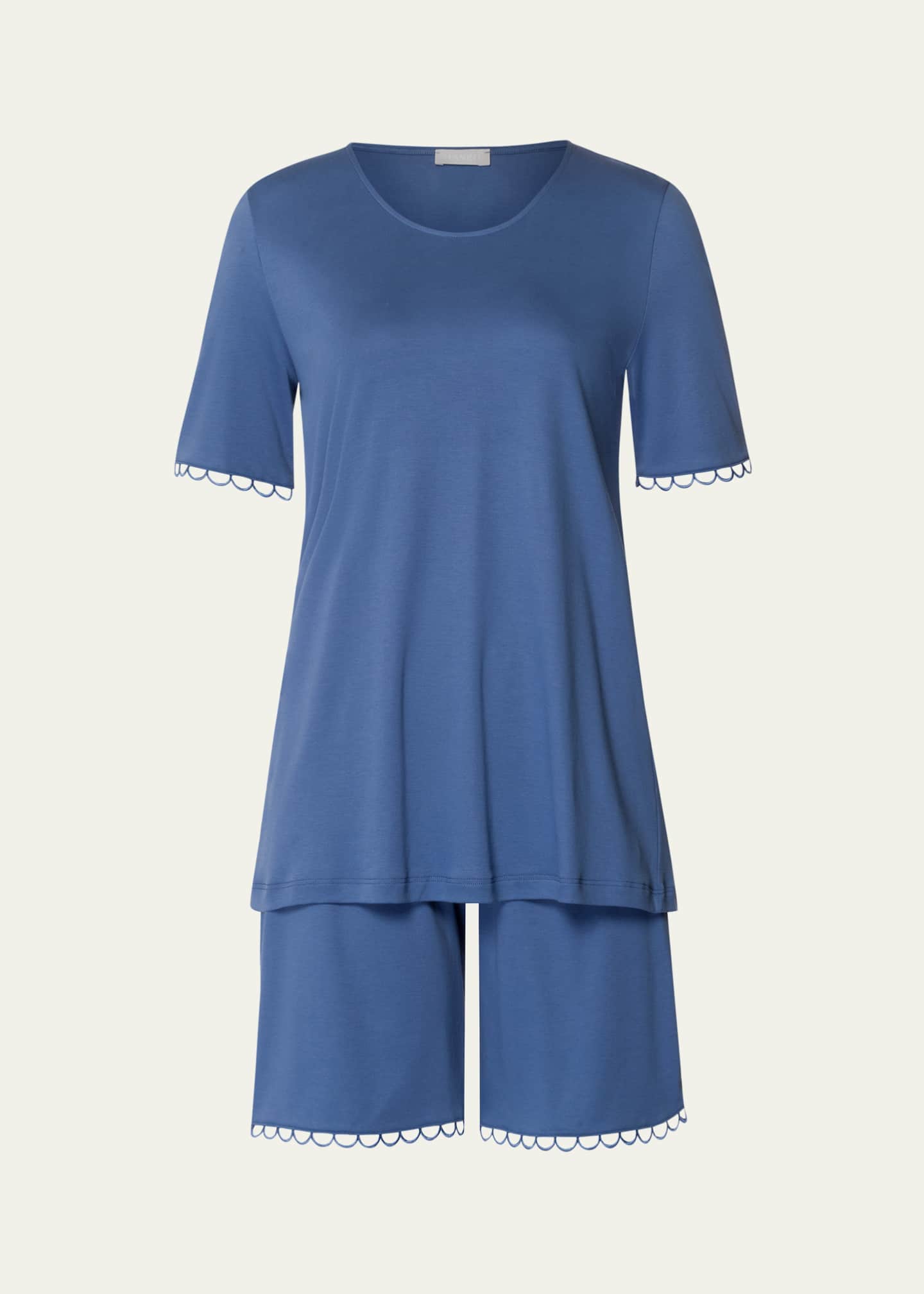 Hanro Anouk Lace-Trim Cotton Pajama Set Image 1 of 4