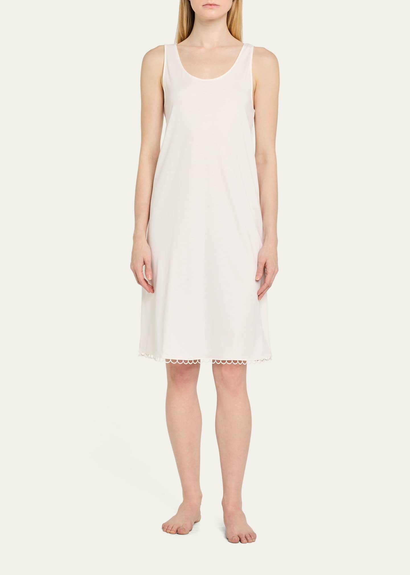 Hanro Anouk Embroidery-Trim Cotton Tank Nightgown Image 2 of 5