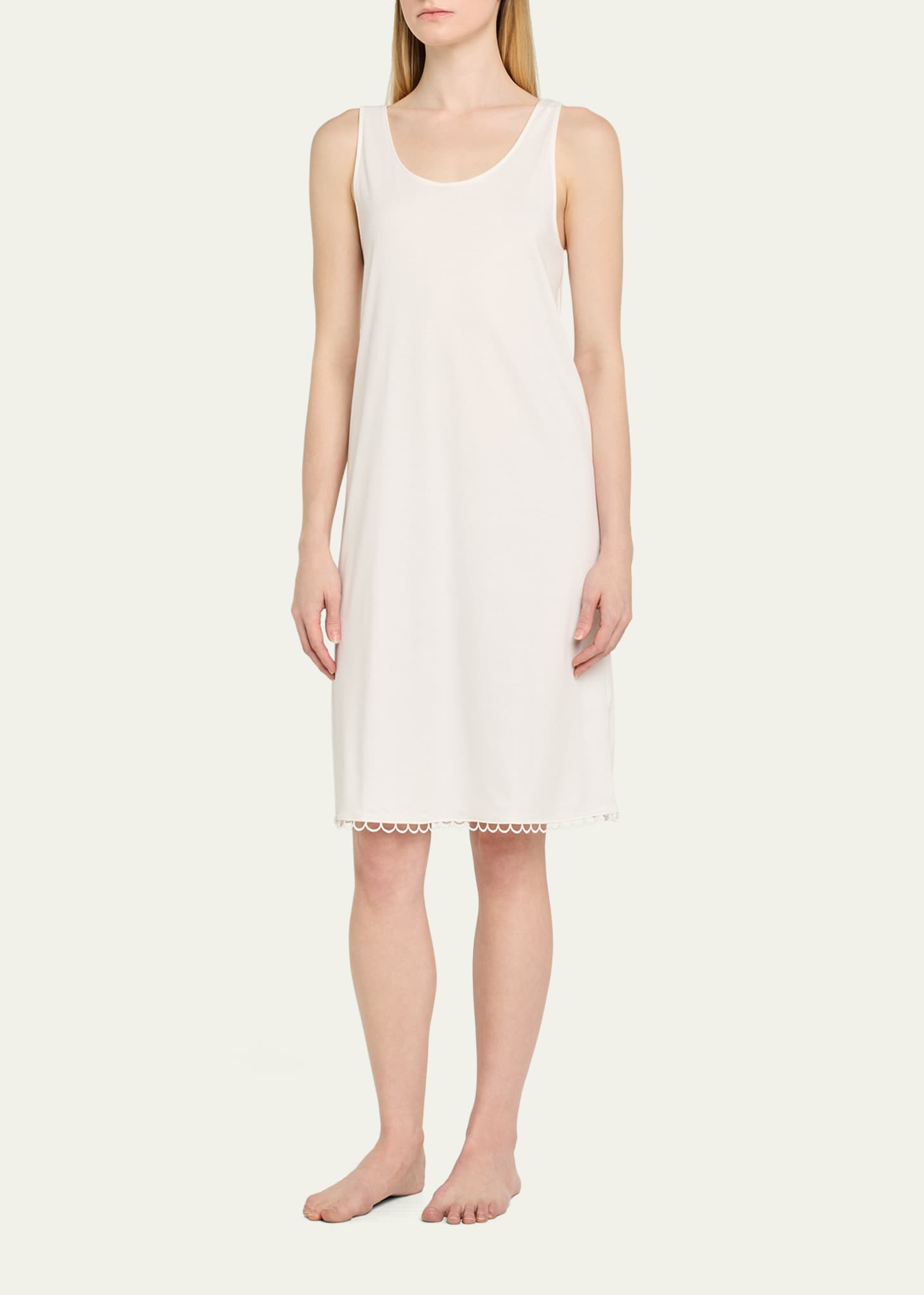Hanro Anouk Embroidery-Trim Cotton Tank Nightgown Image 4 of 5
