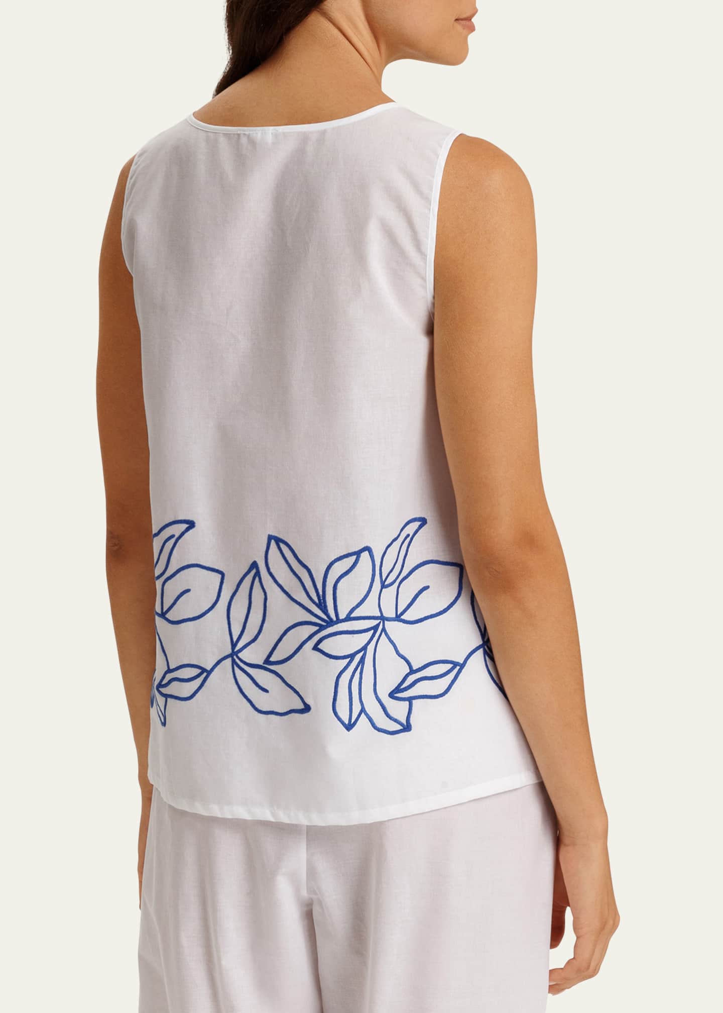 Hanro Liz Leaf-Embroidered Cotton Tank Image 3 of 4
