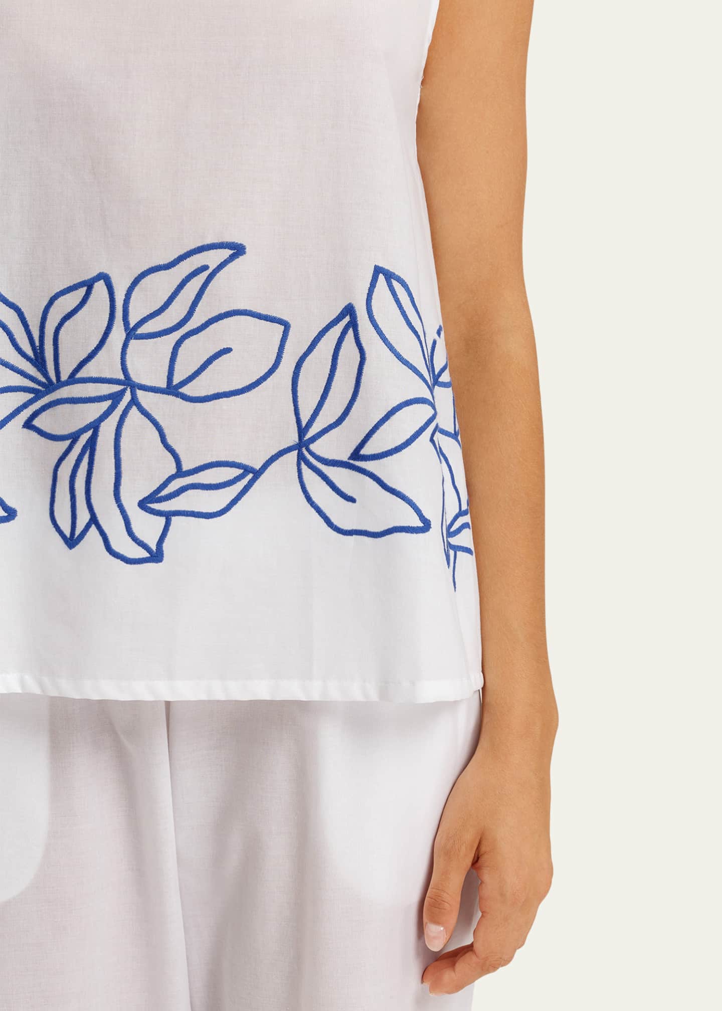 Hanro Liz Leaf-Embroidered Cotton Tank Image 4 of 4
