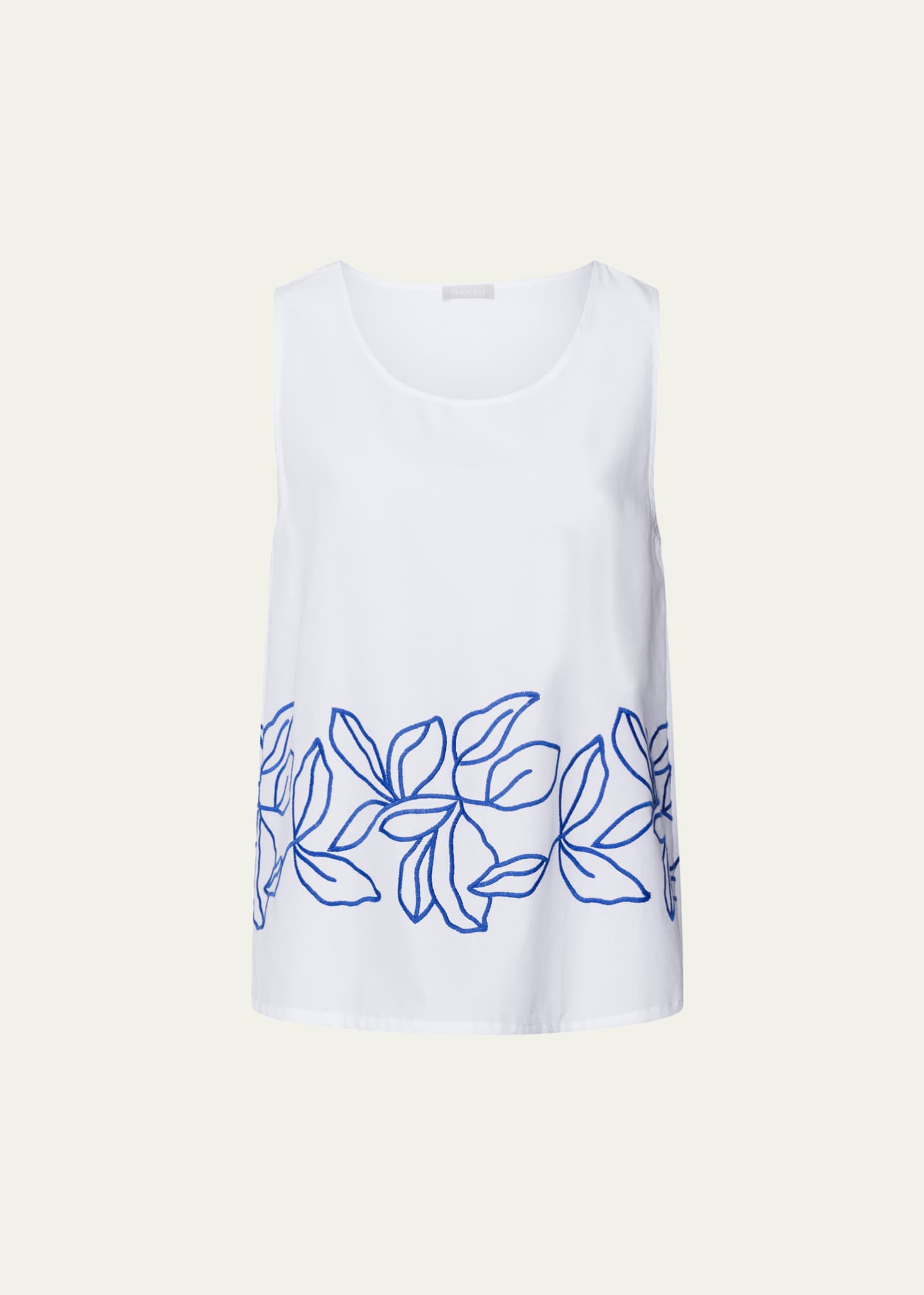 Hanro Liz Leaf-Embroidered Cotton Tank Image 1 of 4