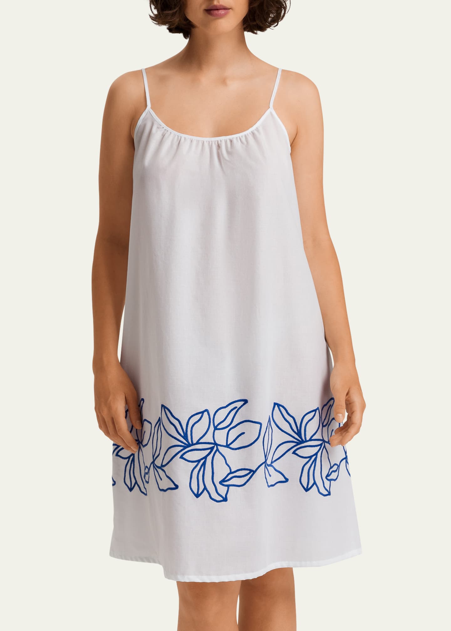 Hanro Liz Leaf-Embroidered Cotton Chemise Image 2 of 4