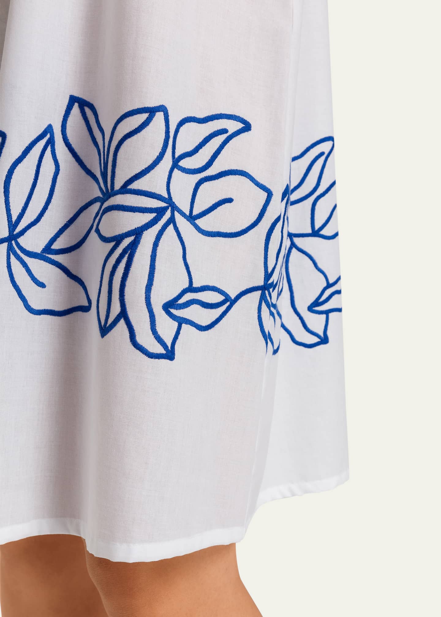 Hanro Liz Leaf-Embroidered Cotton Chemise Image 4 of 4