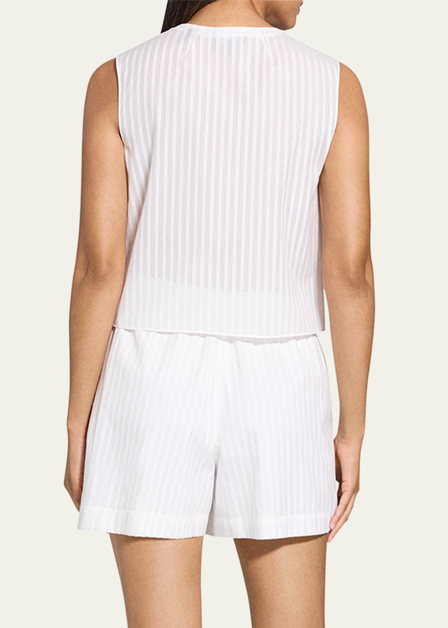 Theory Stripe Button-Front Sleeveless Shell Image 3 of 5
