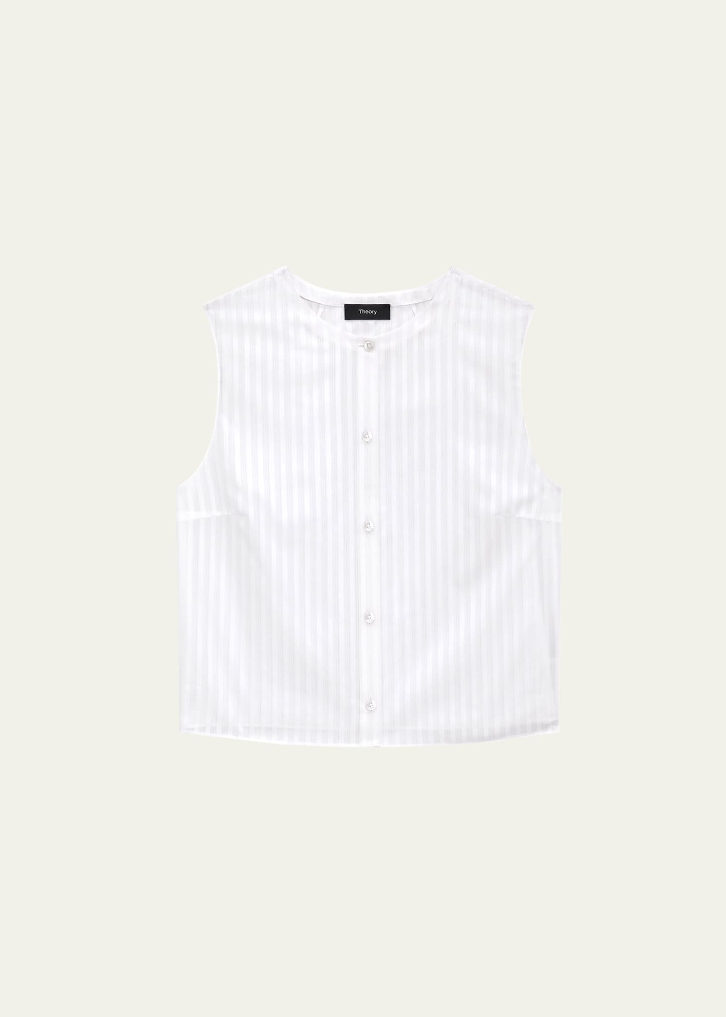 Theory Stripe Button-Front Sleeveless Shell Image 1 of 5