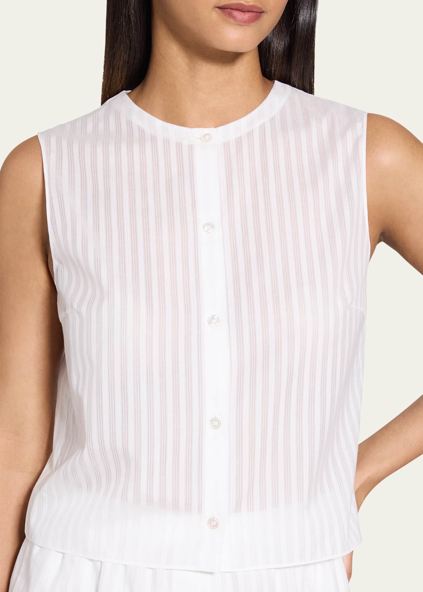 Theory Stripe Button-Front Sleeveless Shell Image 5 of 5
