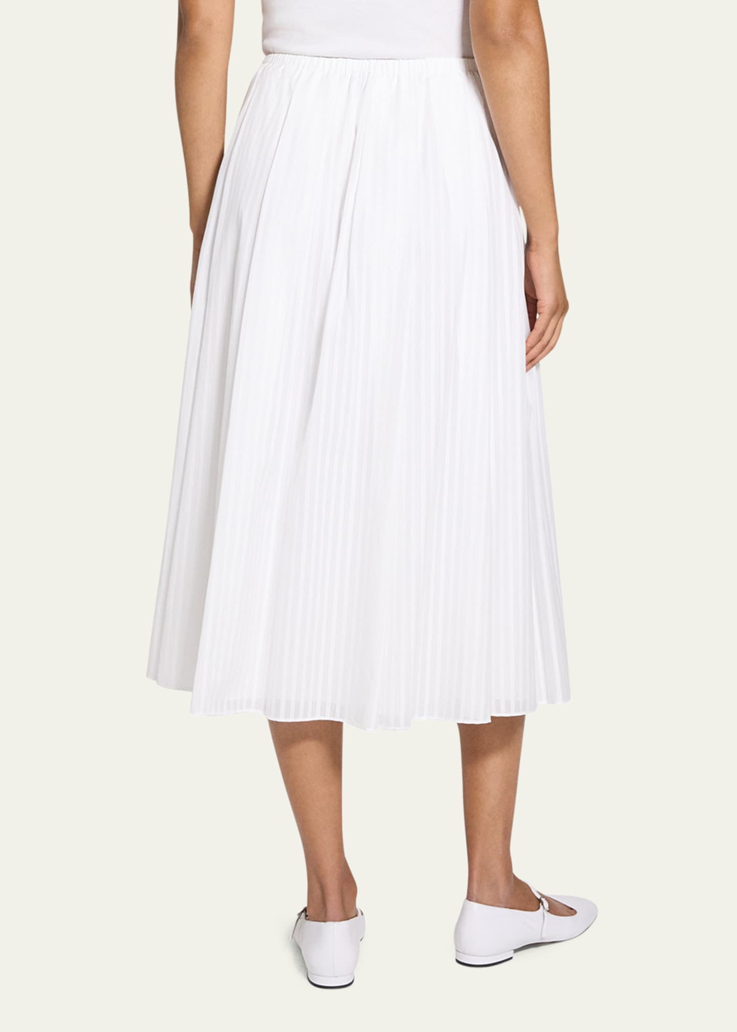 Stripe Pleated Midi Skirt