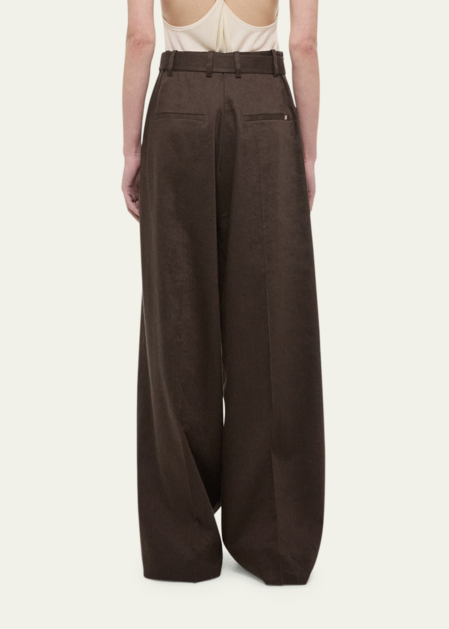 Helmut Lang Wide Double-Pleat Trousers with Belt Image 3 of 5