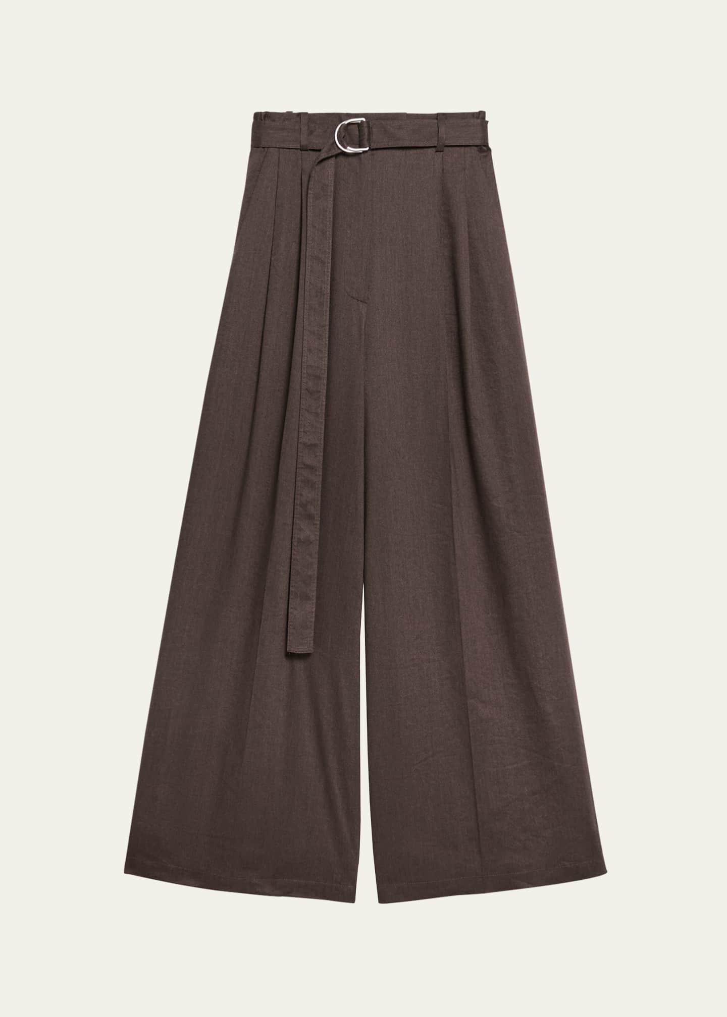 Helmut Lang Wide Double-Pleat Trousers with Belt Image 1 of 5