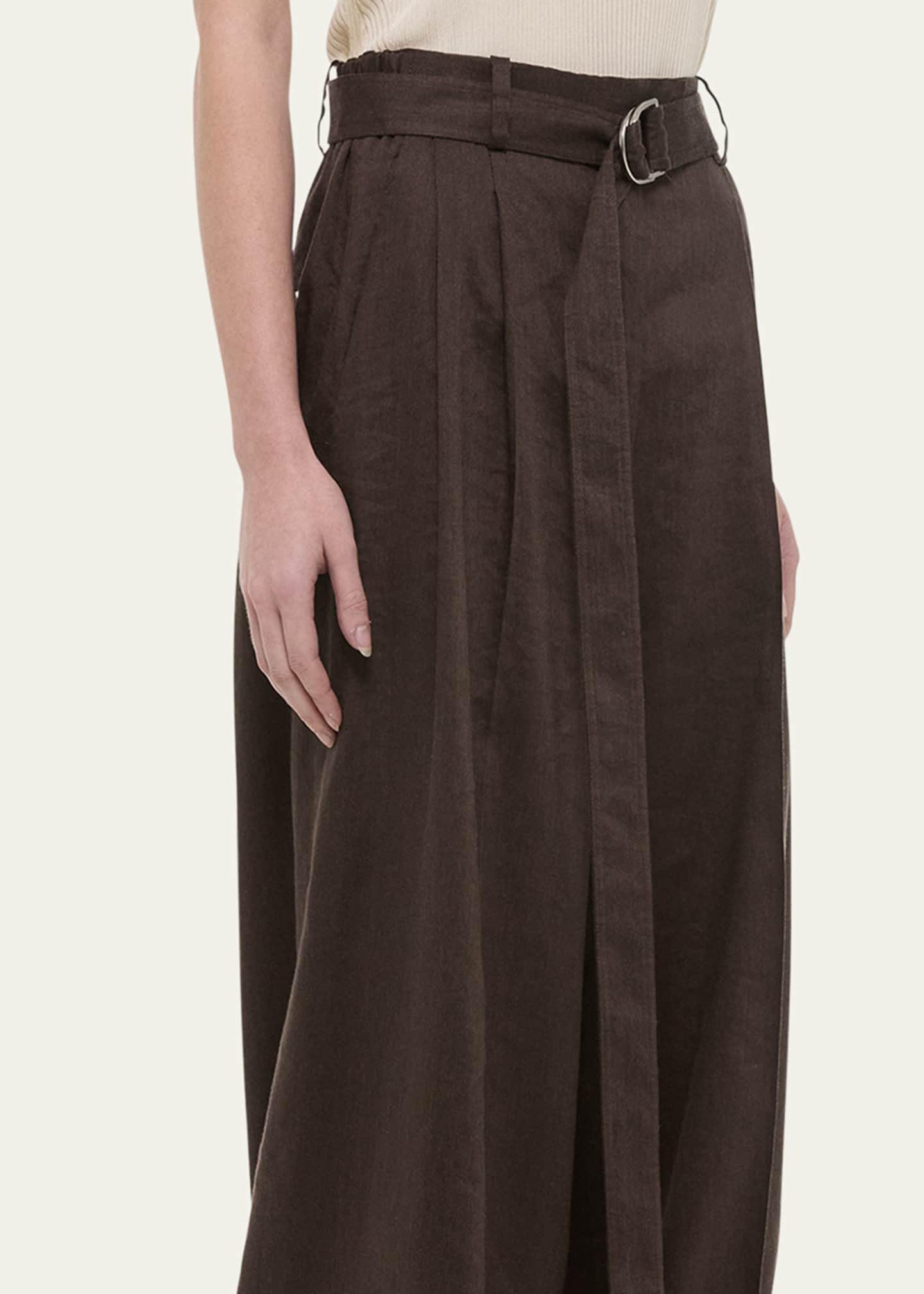 Helmut Lang Wide Double-Pleat Trousers with Belt Image 5 of 5