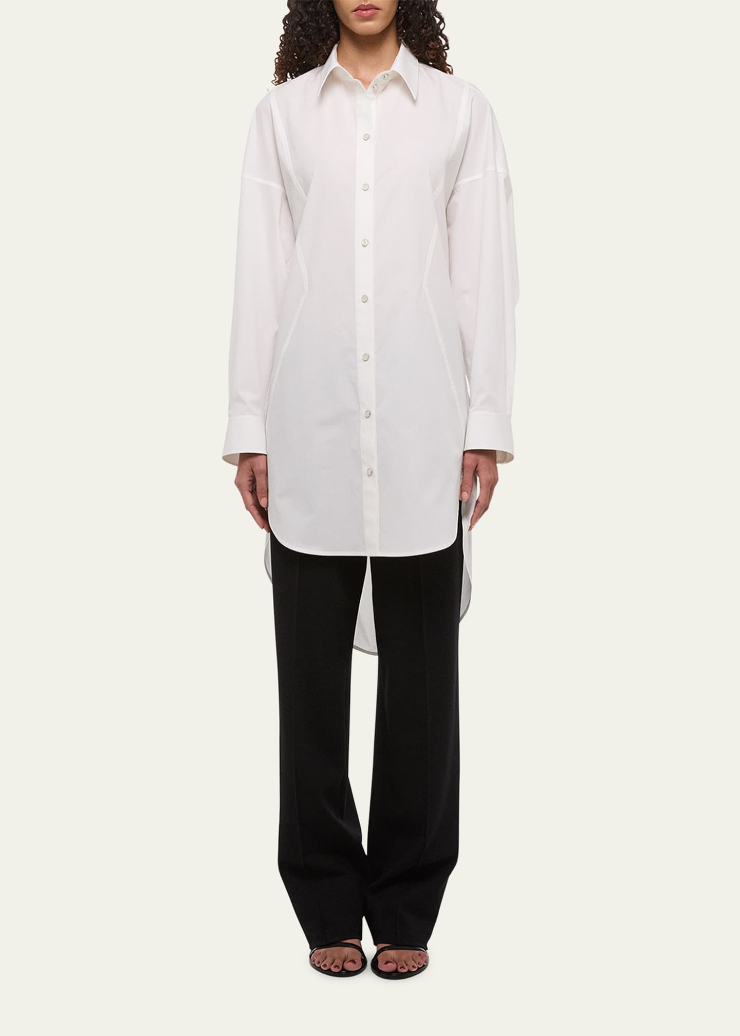 Helmut Lang Long-Sleeve Cotton Shirtdress Image 2 of 5