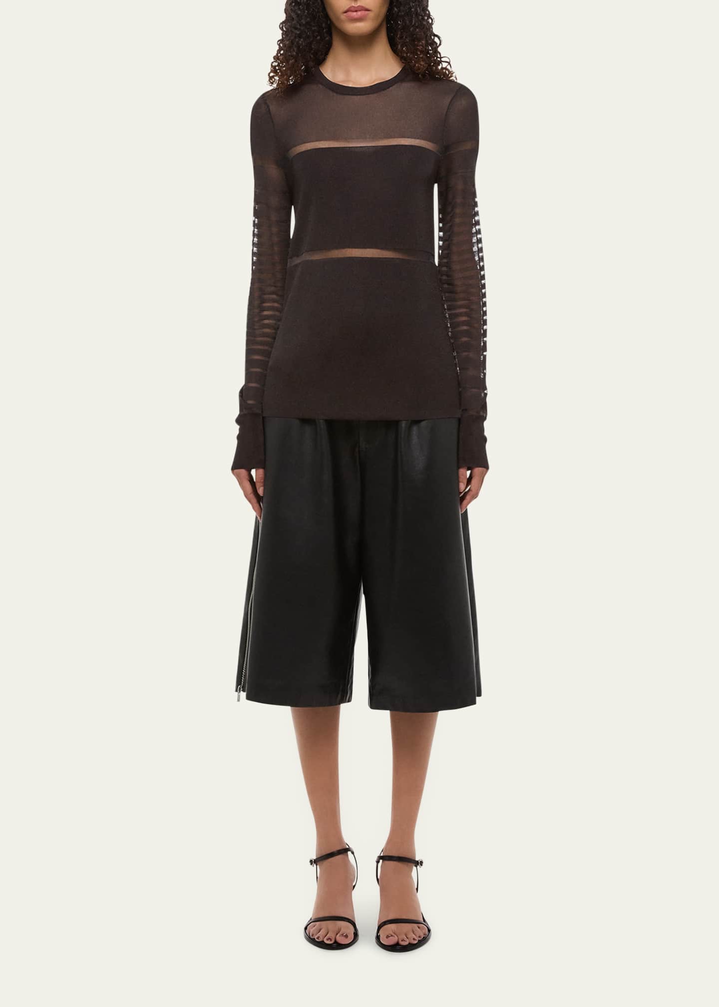 Helmut Lang Spaced Sheer Long-Sleeve Top - Bergdorf Goodman