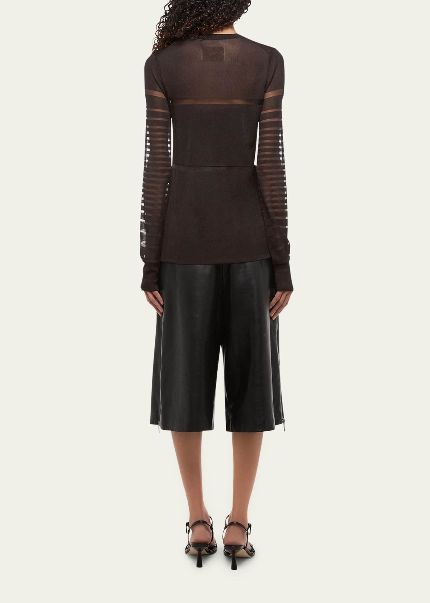 Helmut Lang Spaced Sheer Long-Sleeve Top - Bergdorf Goodman