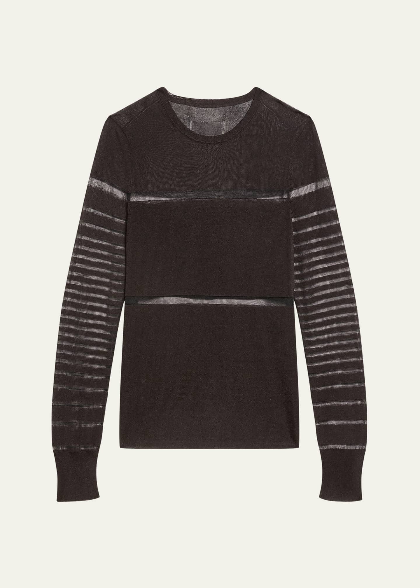 Helmut Lang Spaced Sheer Long-Sleeve Top - Bergdorf Goodman