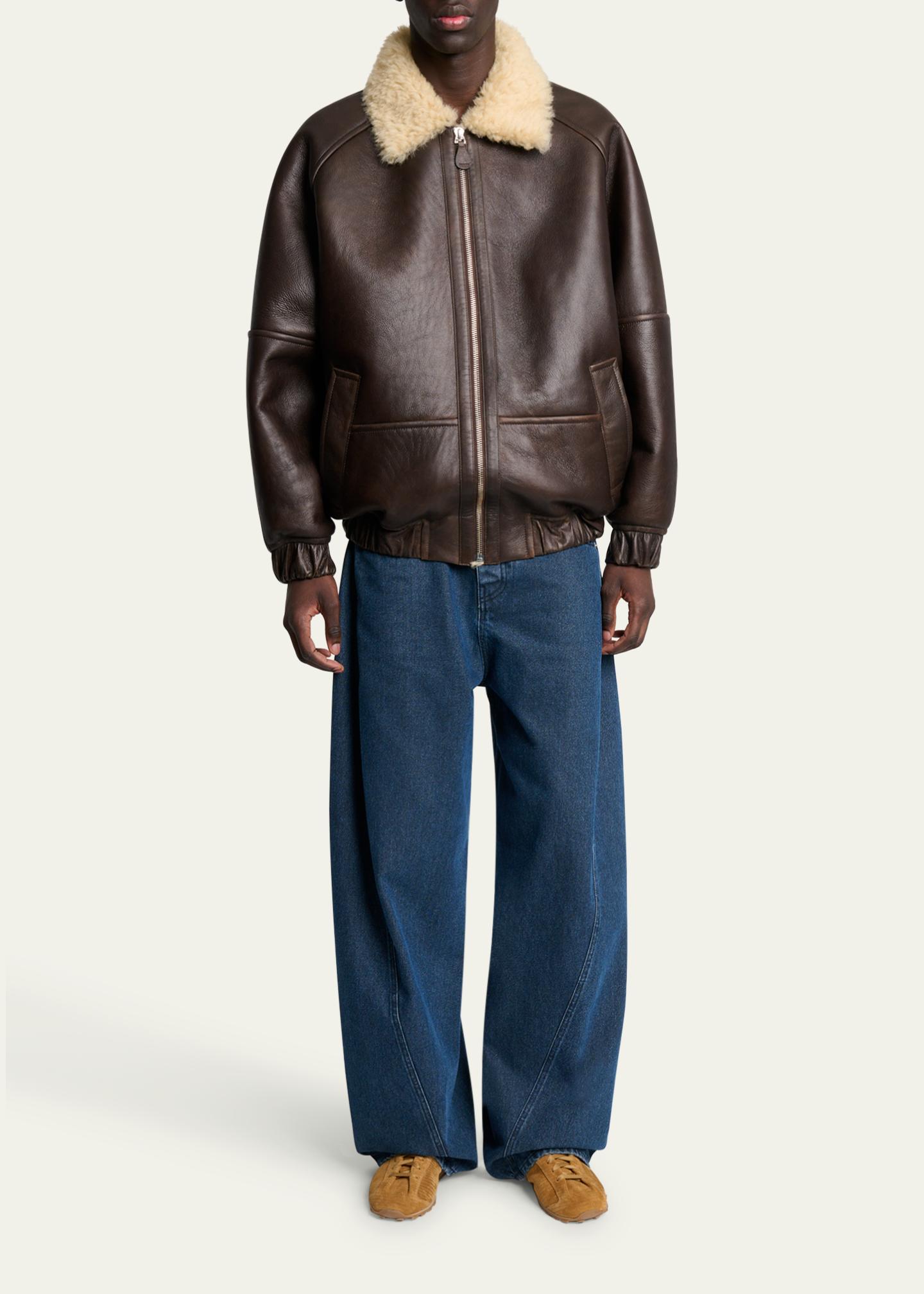 Jacquemus Men's Leather and Shearling Bomber Jacket - Bergdorf Goodman