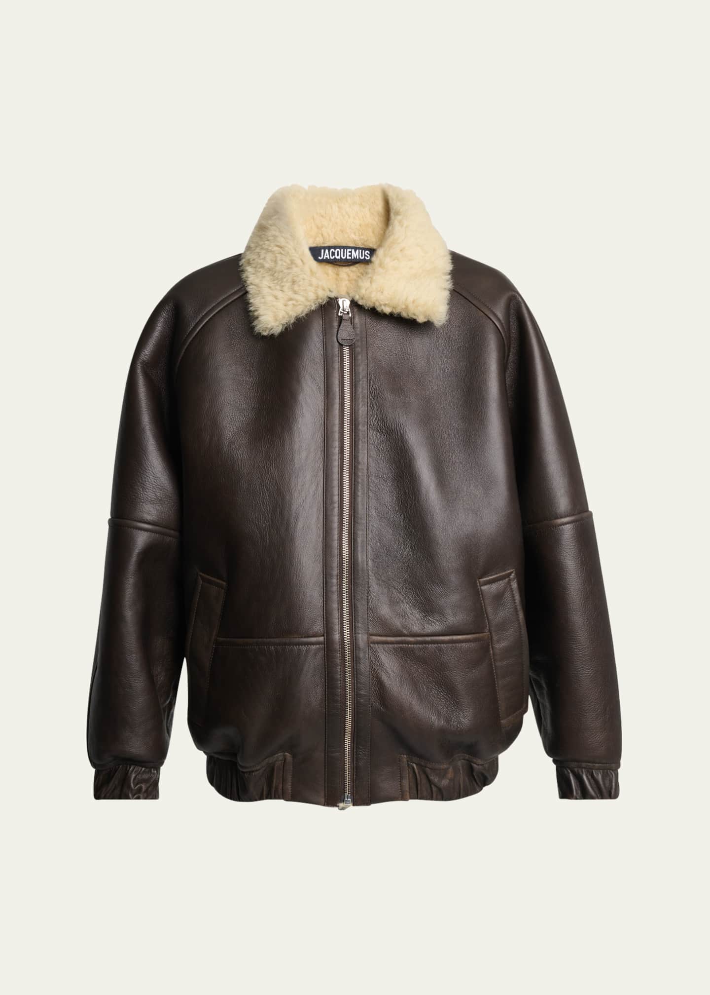 Jacquemus Men's Leather and Shearling Bomber Jacket - Bergdorf Goodman