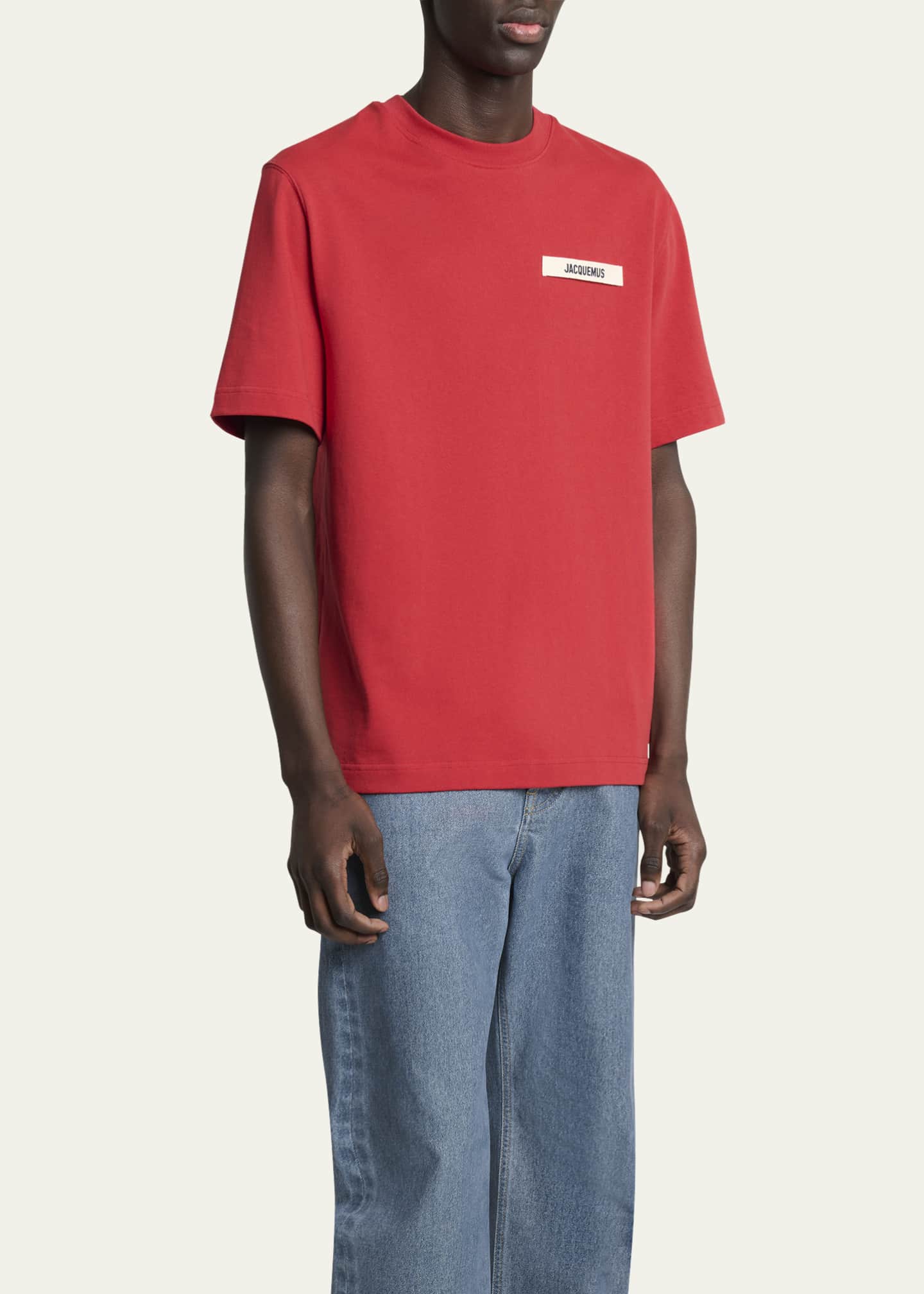 Jacquemus Men's Grosgrain Logo Crewneck T-Shirt Image 4 of 5