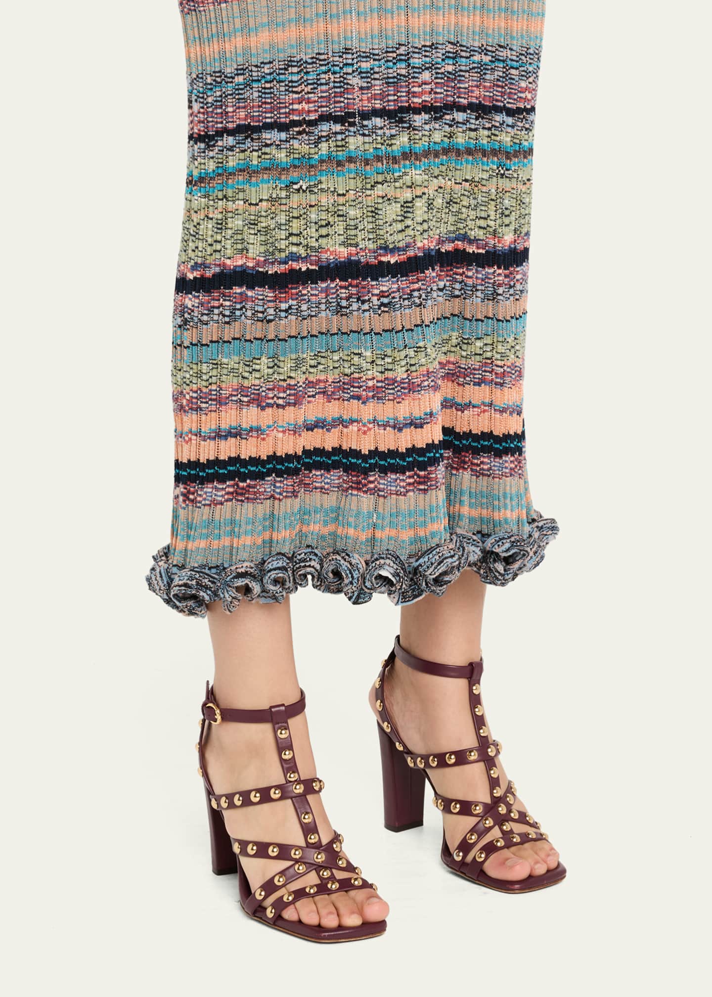 Ulla Johnson Bijou Studded Caged Block-Heel Sandals Image 2 of 6