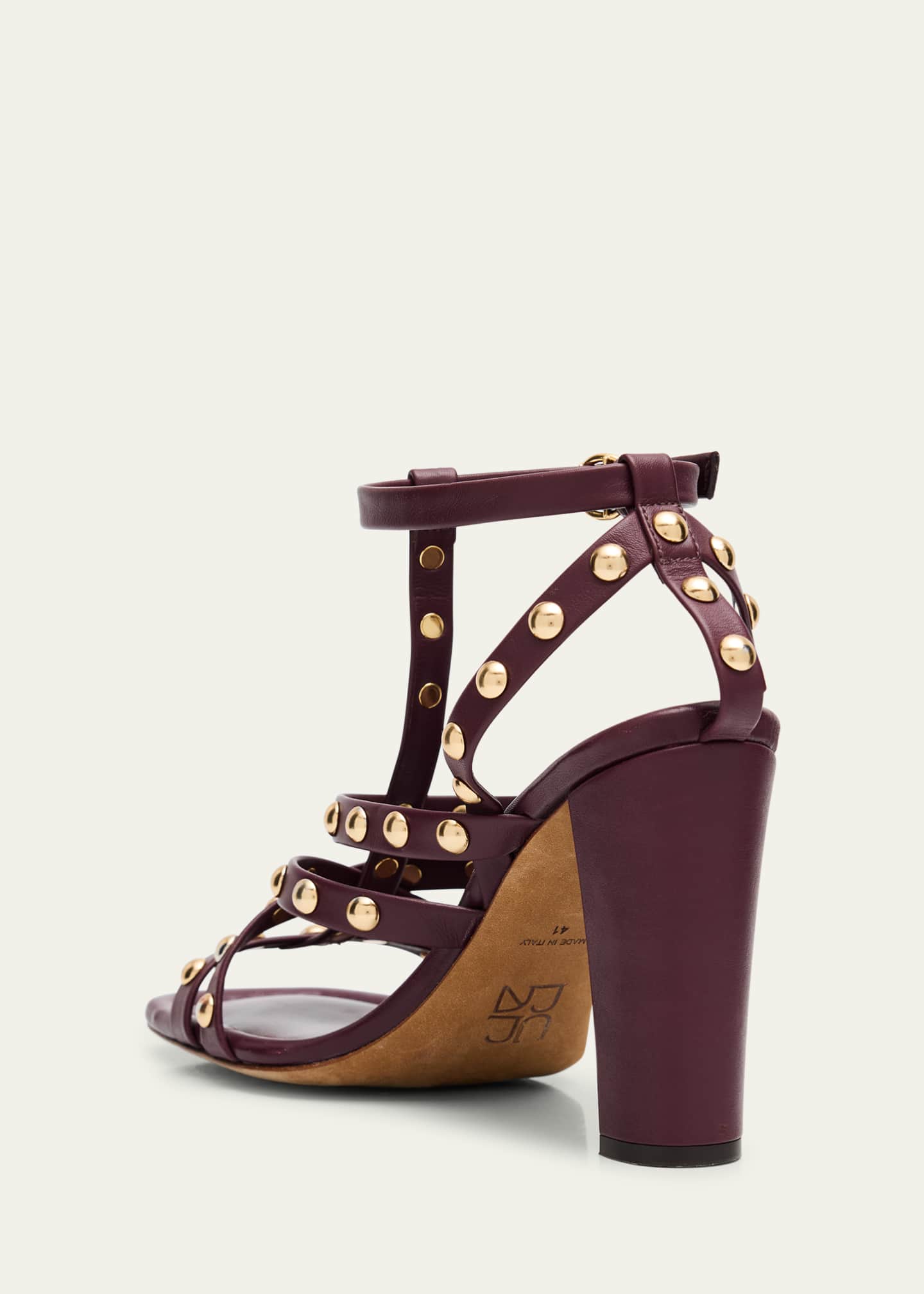 Ulla Johnson Bijou Studded Caged Block-Heel Sandals Image 4 of 6