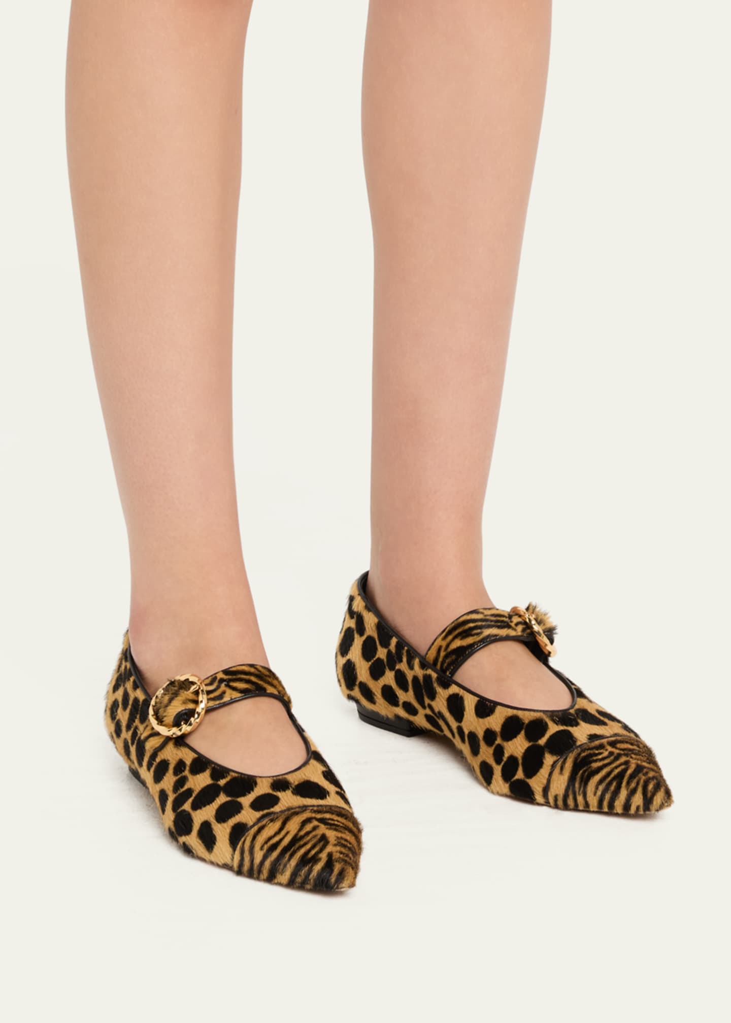 Ulla Johnson Kiki Mixed Calf Hair Mary Jane Ballerina Flats Image 2 of 6
