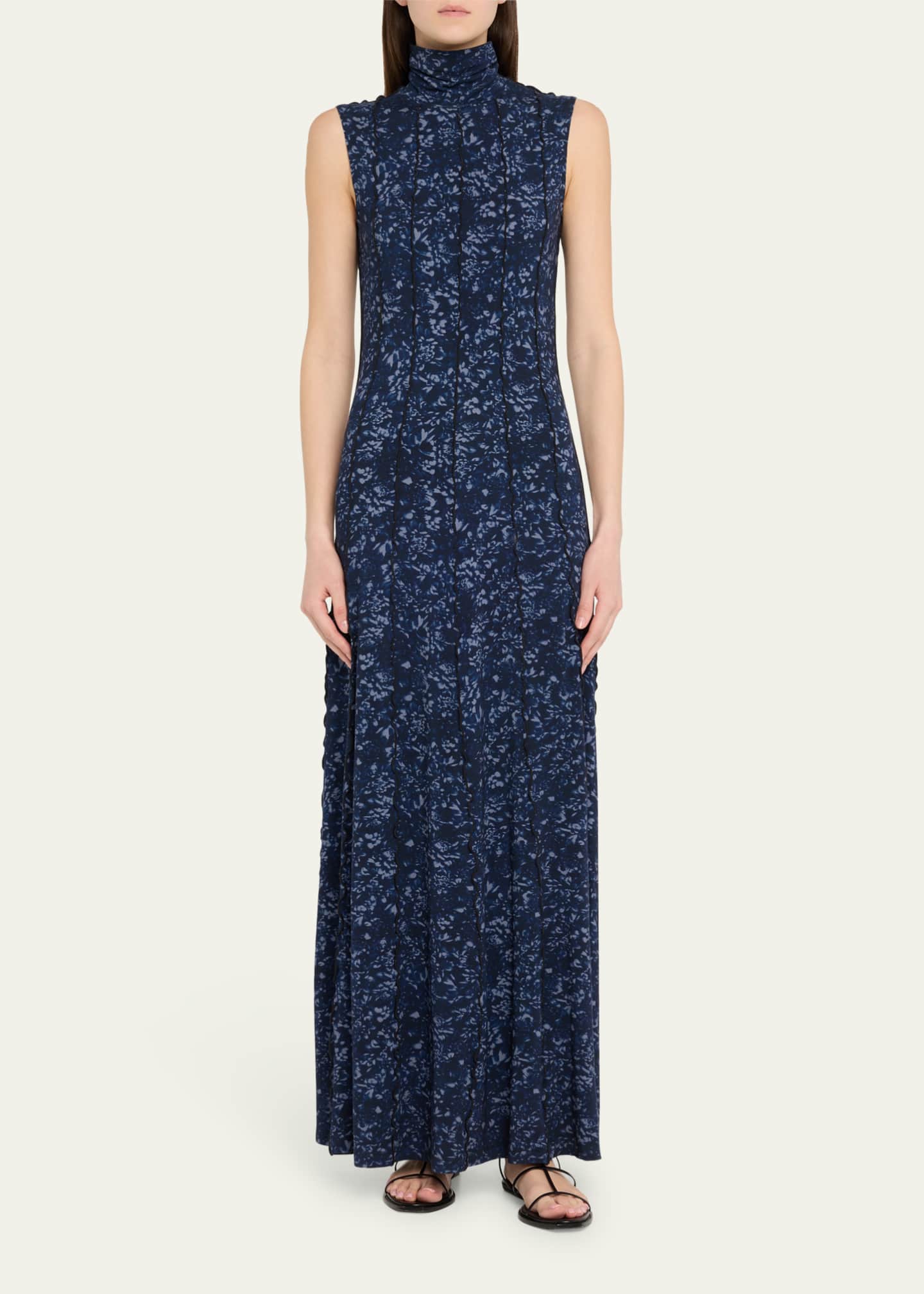 Valentina Printed Jersey Turtleneck Maxi Dress