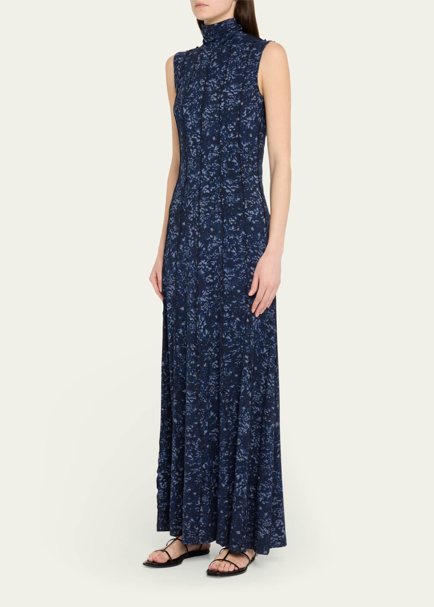 Valentina Printed Jersey Turtleneck Maxi Dress