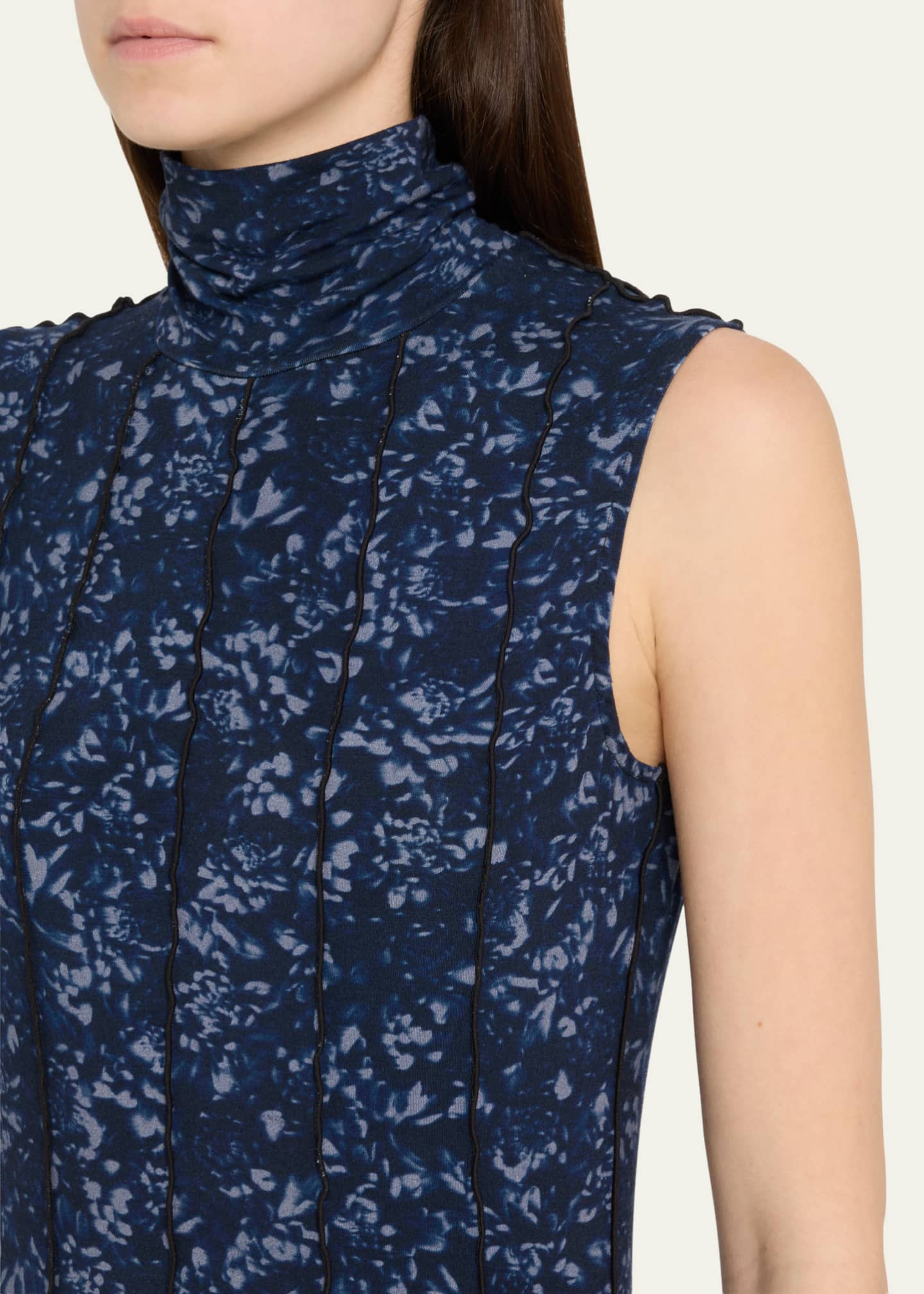 Valentina Printed Jersey Turtleneck Maxi Dress