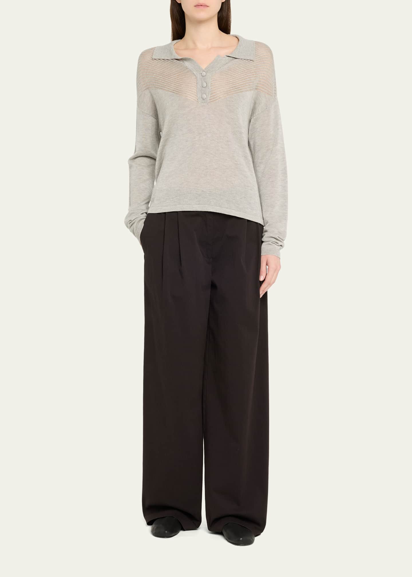 Nell Lightweight Cashmere Polo Sweater