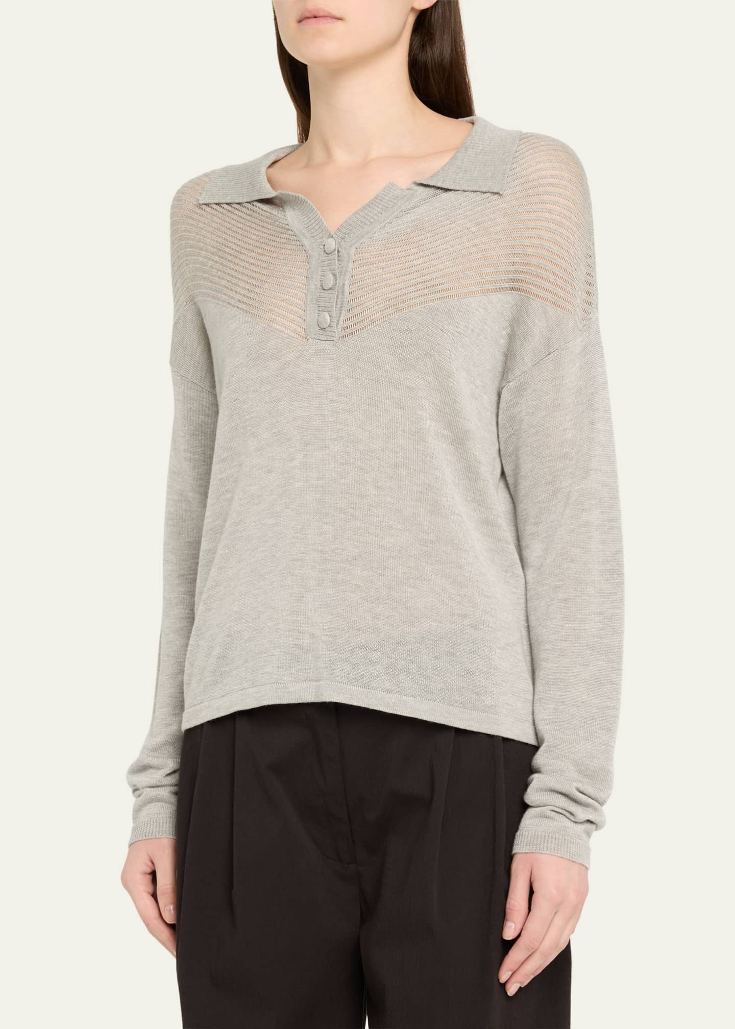 Nell Lightweight Cashmere Polo Sweater