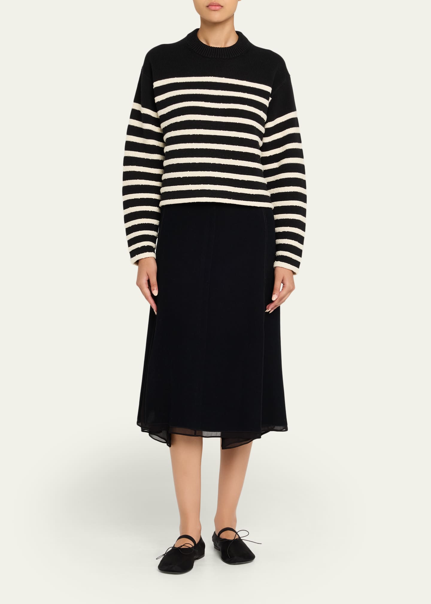Proenza Schouler White Label Nia Stripe Bobble Bouclé Sweater Image 2 of 5