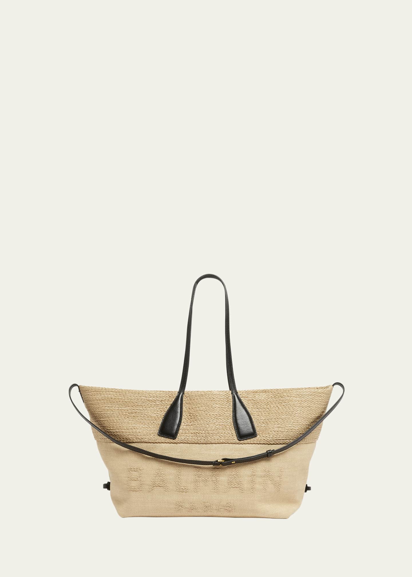 【関税込み】Track Shopper Bag - Balmain - Raffia - Neutral Balmain Track Raffia Tote Bag | Nordstrom