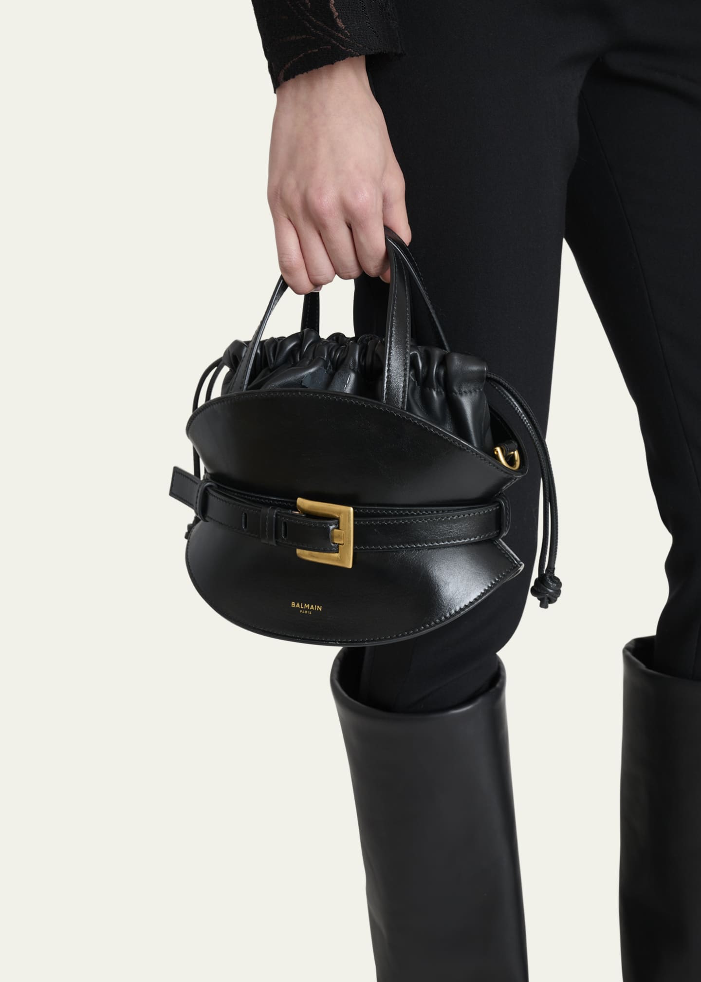 Balmain Shuffle Mini Top-Handle Bag in Calfskin - Bergdorf