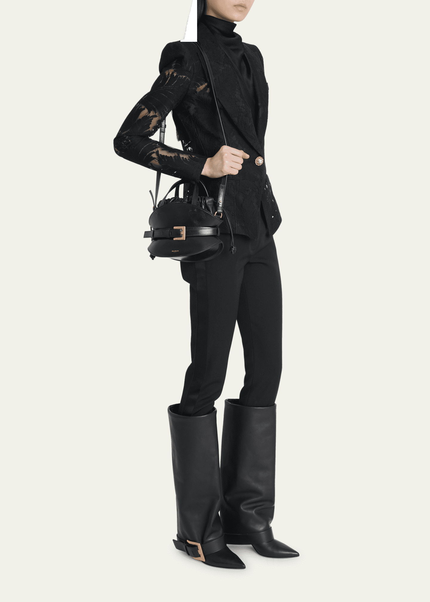 Balmain Shuffle Mini Top-Handle Bag in Calfskin - Bergdorf